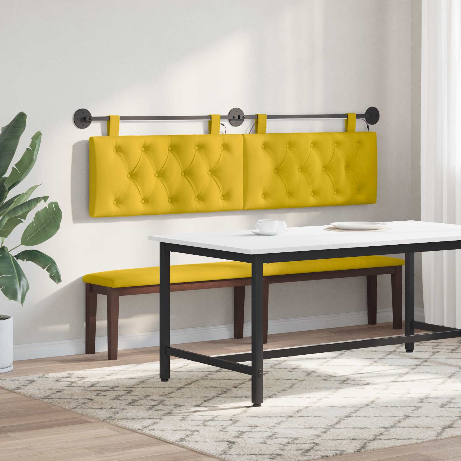 Tête de lit suspendue Avec lumière LED Jaune Velours - XIOS