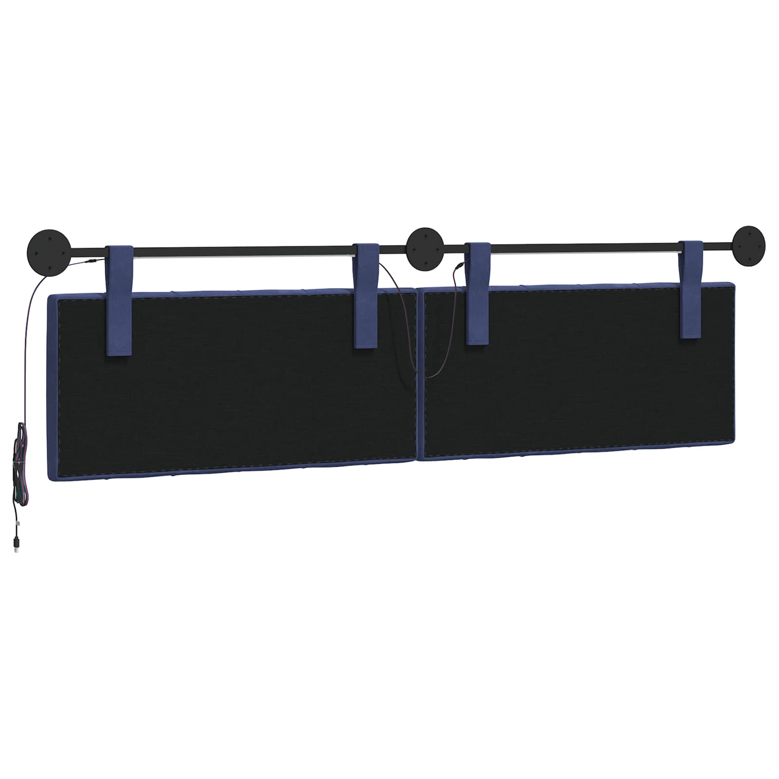 Tête de lit suspendue Avec lumière LED Bleu police Velours - XIOS