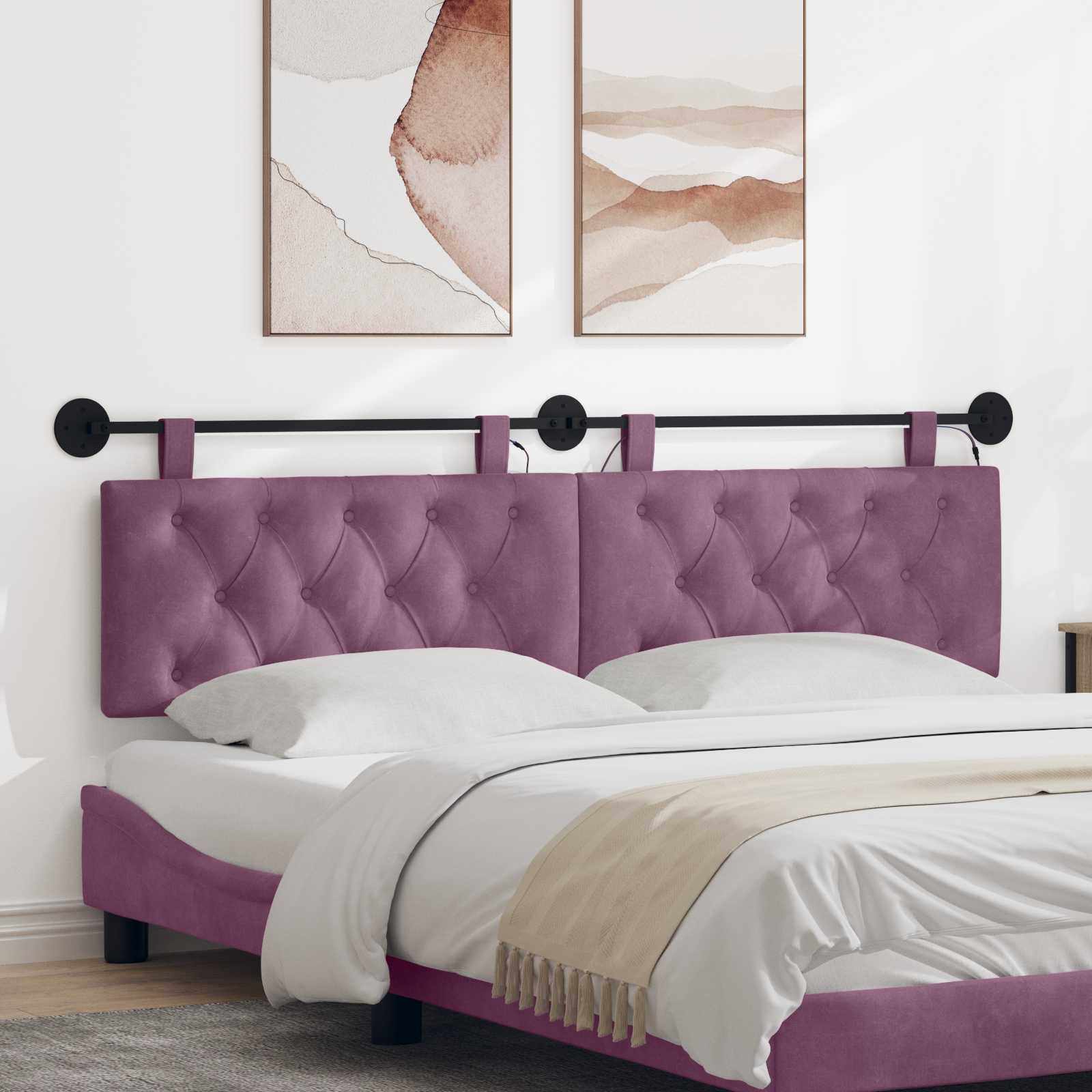 Tête de lit suspendue Avec lumière LED Pourpre Velours - XIOS