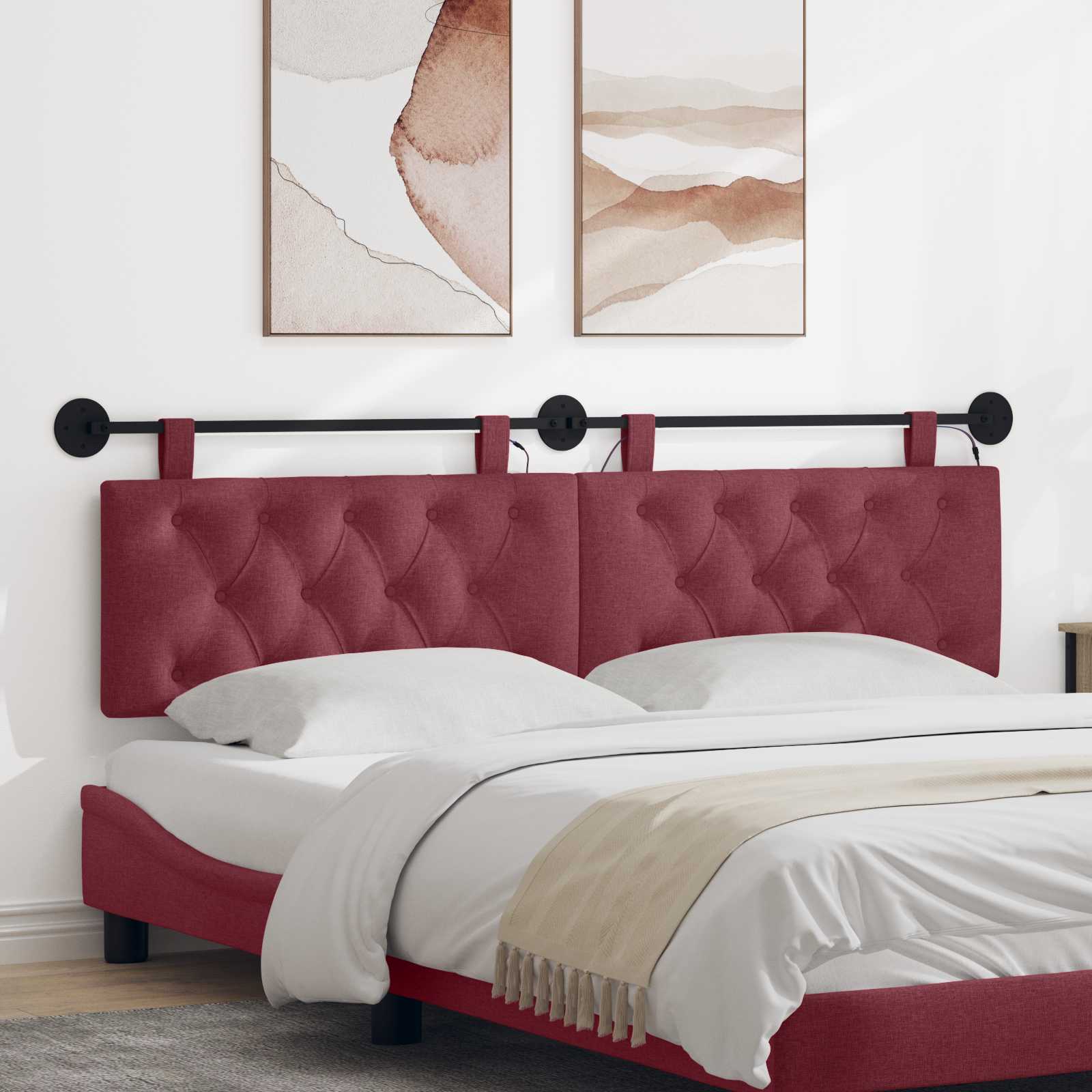 Tête de lit suspendue Avec lumière LED Bordeaux Tissu - XIOS