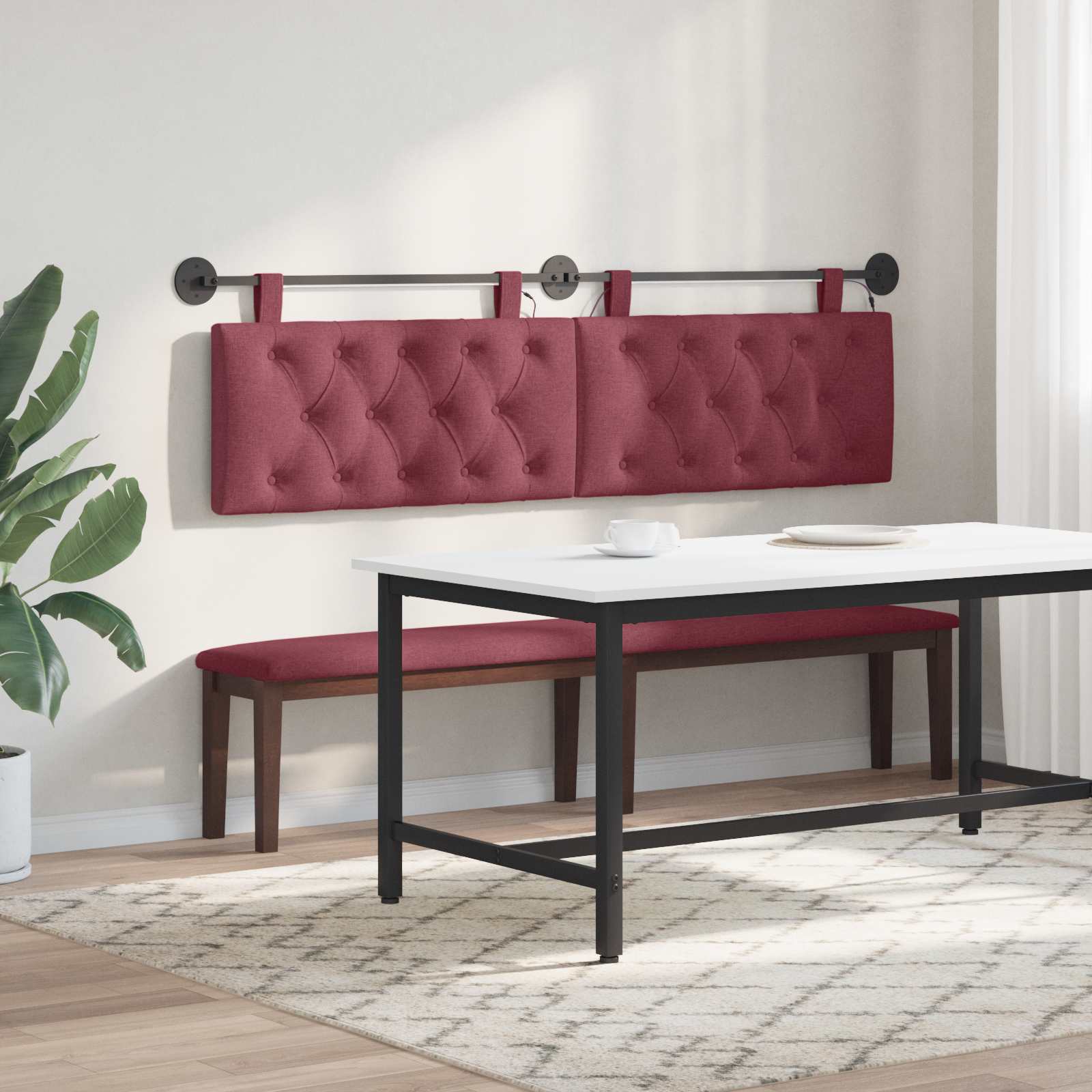 Tête de lit suspendue Avec lumière LED Bordeaux Tissu - XIOS