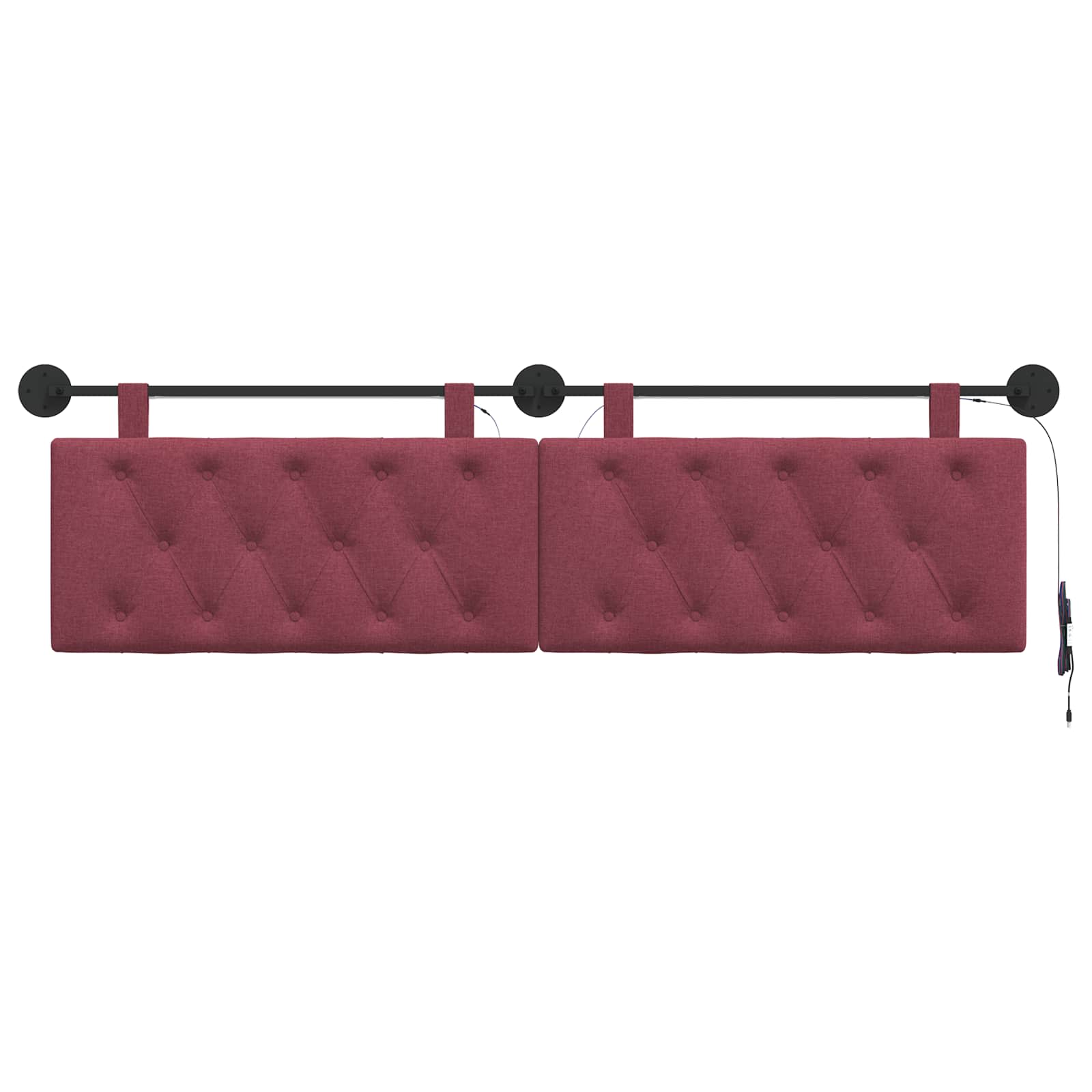 Tête de lit suspendue Avec lumière LED Bordeaux Tissu - XIOS