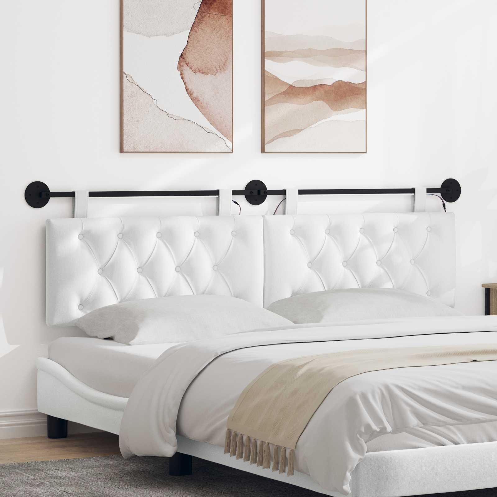 Tête de lit suspendue Avec lumière LED Blanc Tissu - XIOS