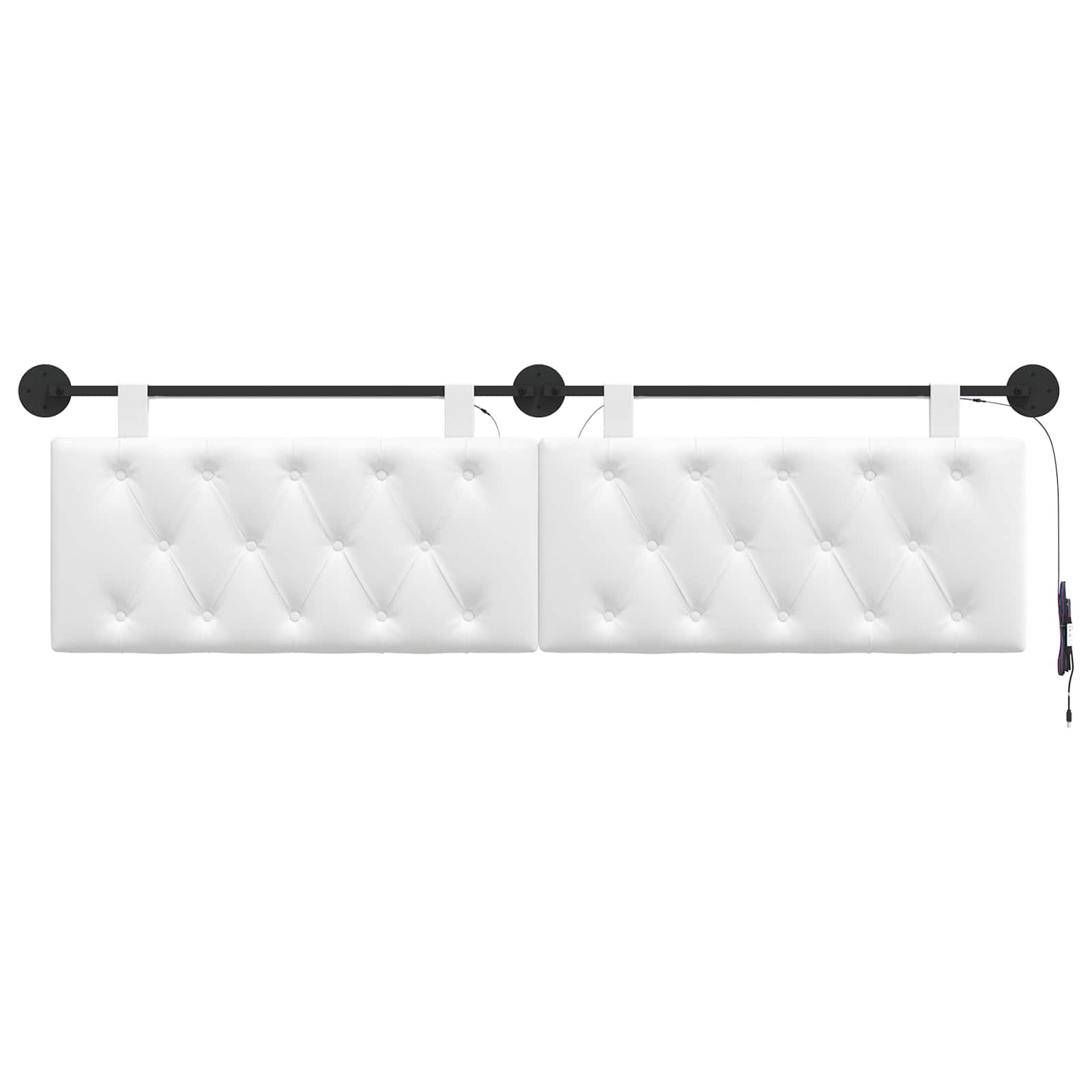 Tête de lit suspendue Avec lumière LED Blanc Tissu - XIOS