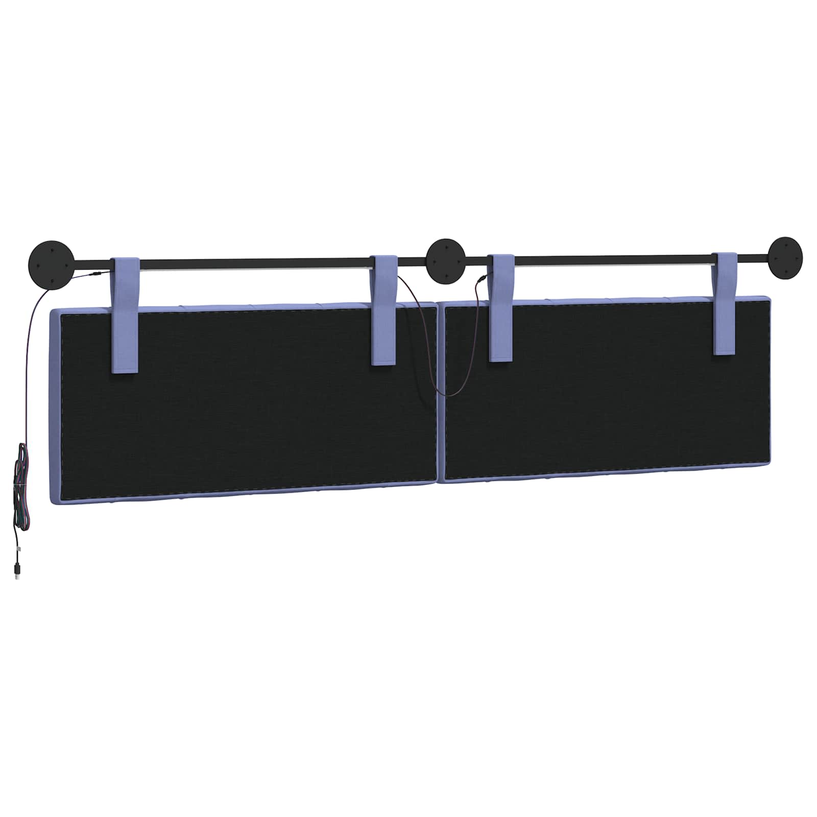 Tête de lit suspendue Avec lumière LED Bleu denim Tissu - XIOS