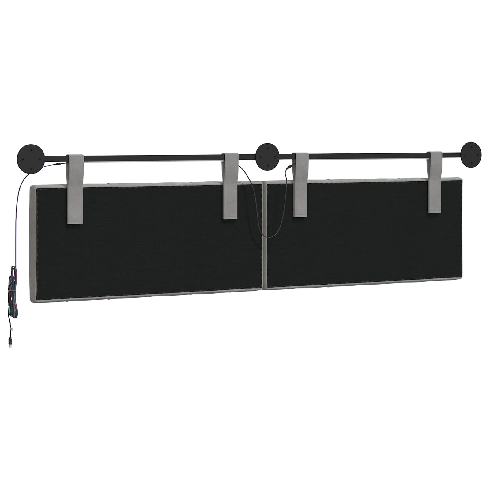 Tête de lit suspendue Avec lumière LED Gris clair Velours - XIOS