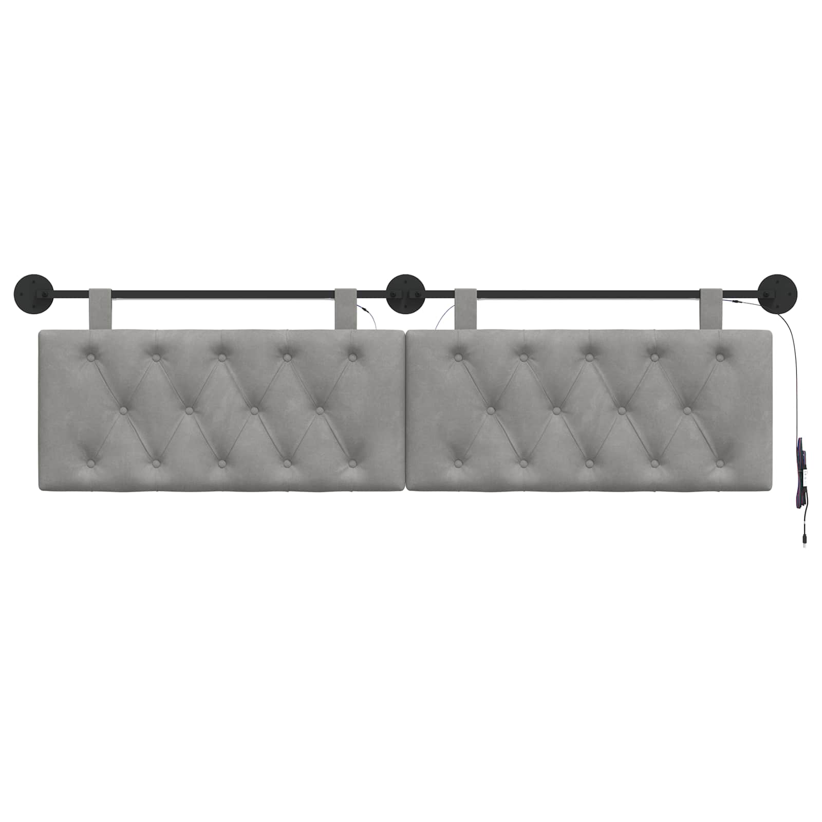 Tête de lit suspendue Avec lumière LED Gris clair Velours - XIOS