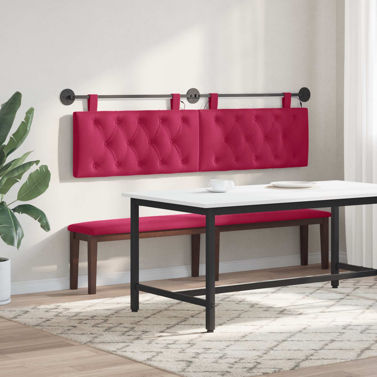 Tête de lit suspendue Avec lumière LED Bordeaux Velours - XIOS