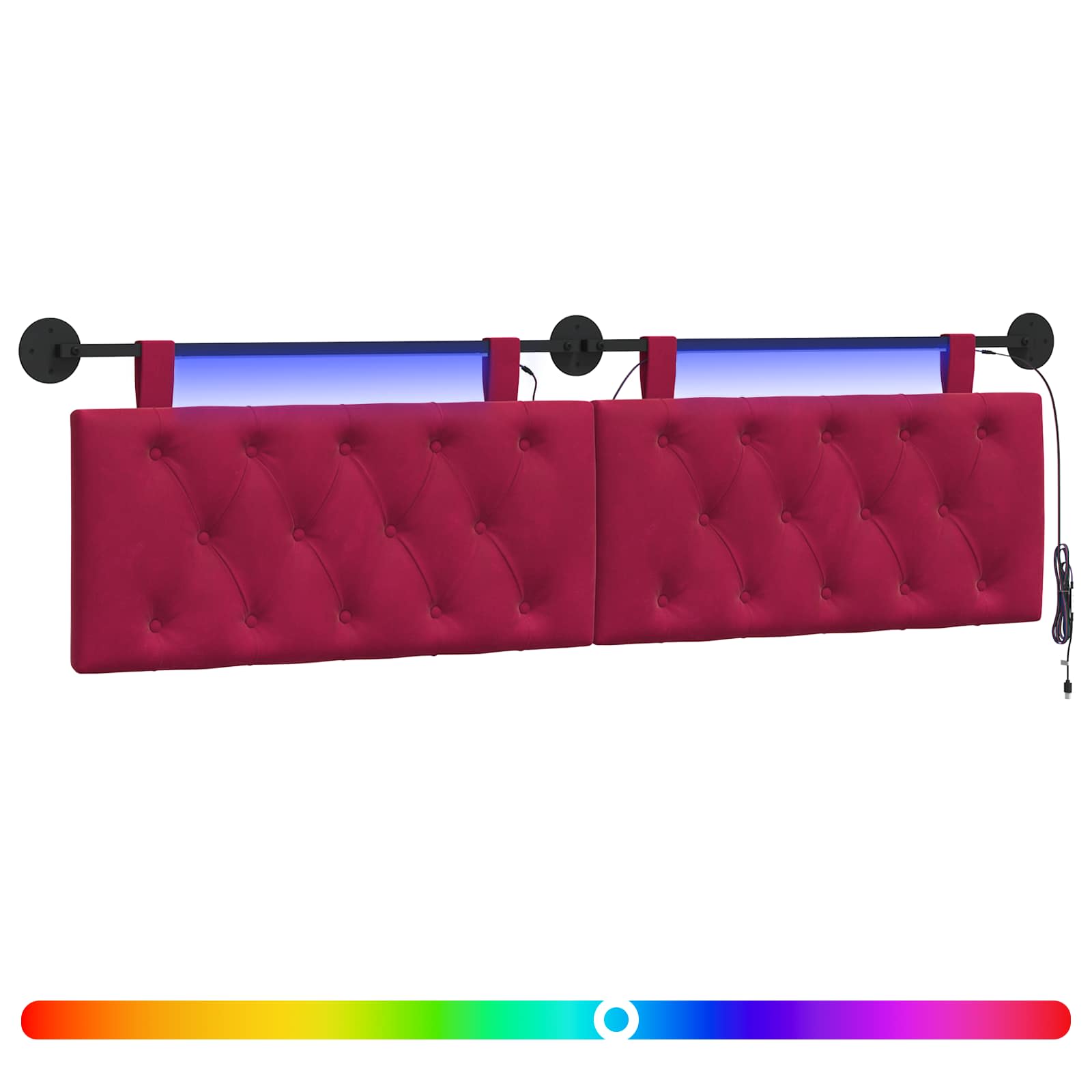 Tête de lit suspendue Avec lumière LED Bordeaux Velours - XIOS