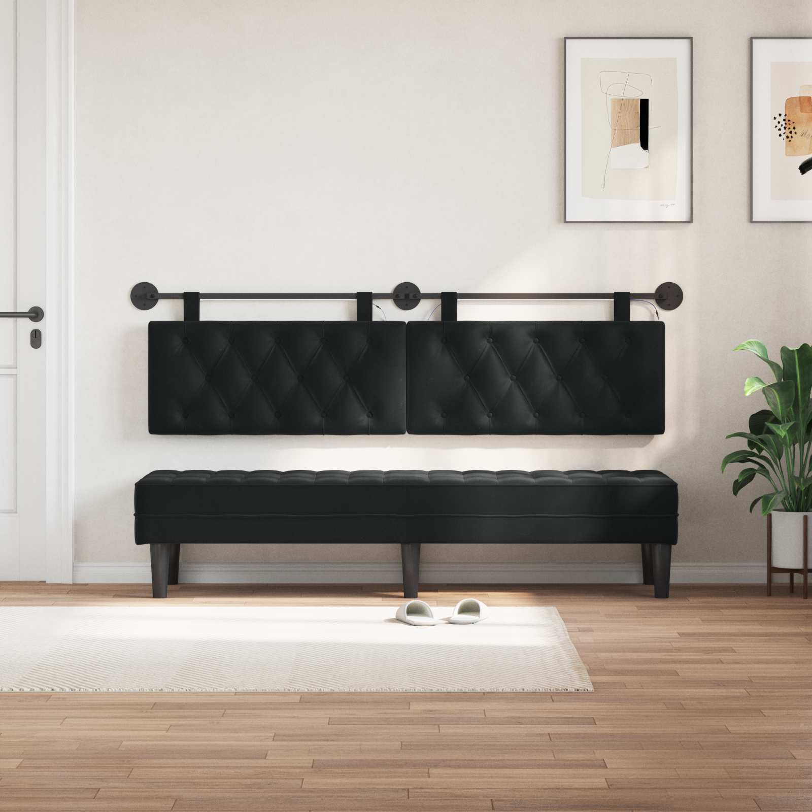 Tête de lit suspendue Avec lumière LED Noir Velours - XIOS