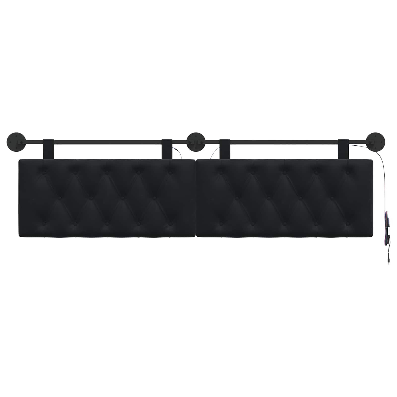 Tête de lit suspendue Avec lumière LED Noir Velours - XIOS