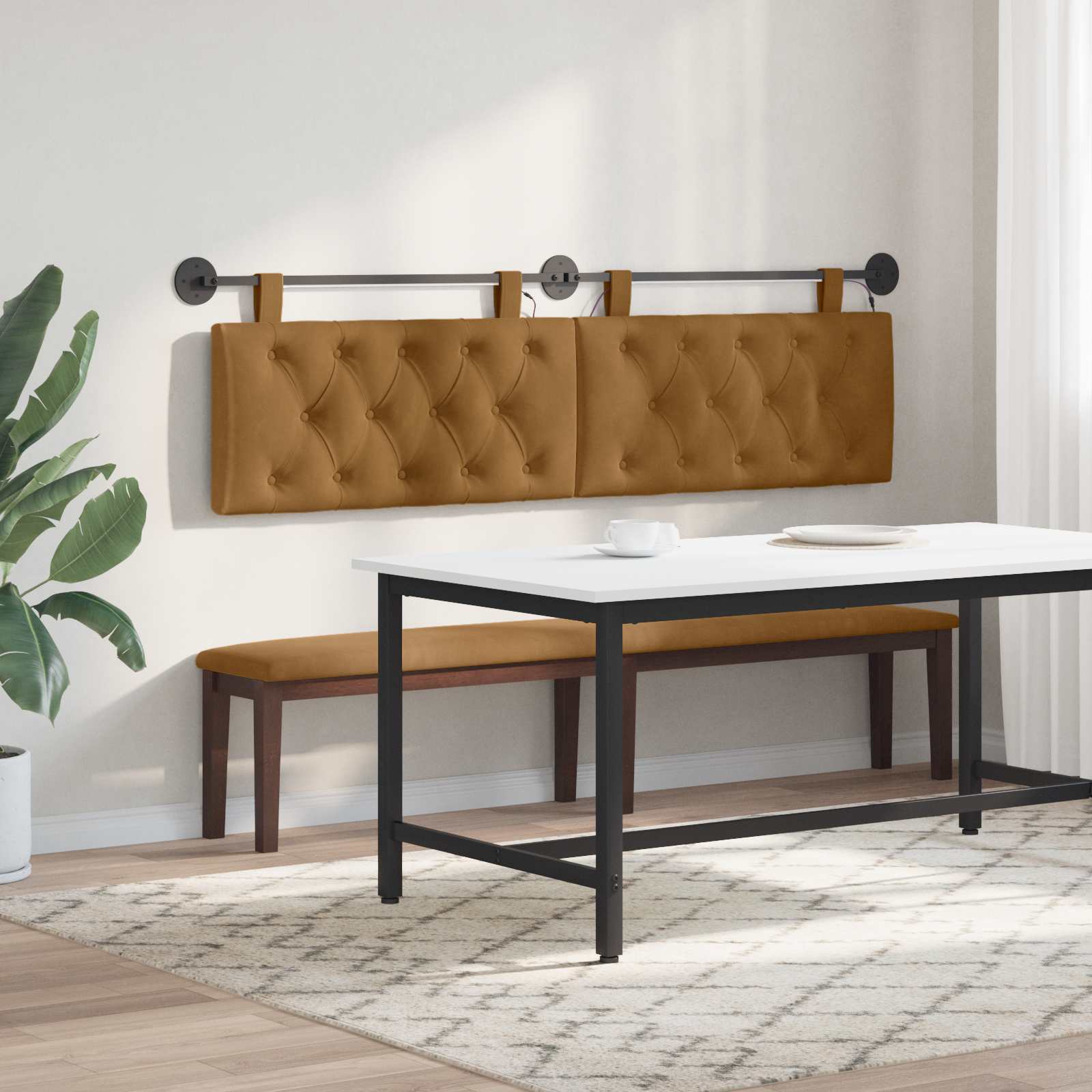 Tête de lit suspendue Avec lumière LED Marron Velours - XIOS