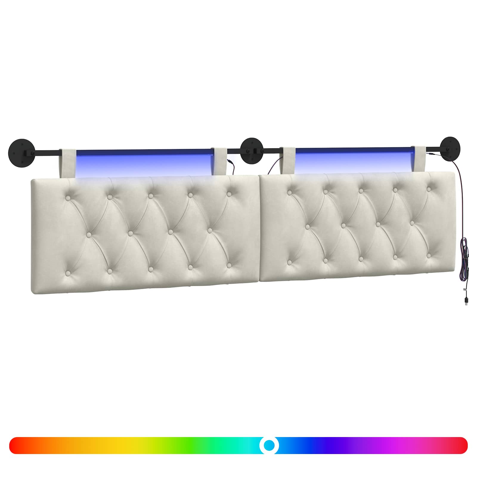 Tête de lit suspendue Avec lumière LED Crème Velours - XIOS