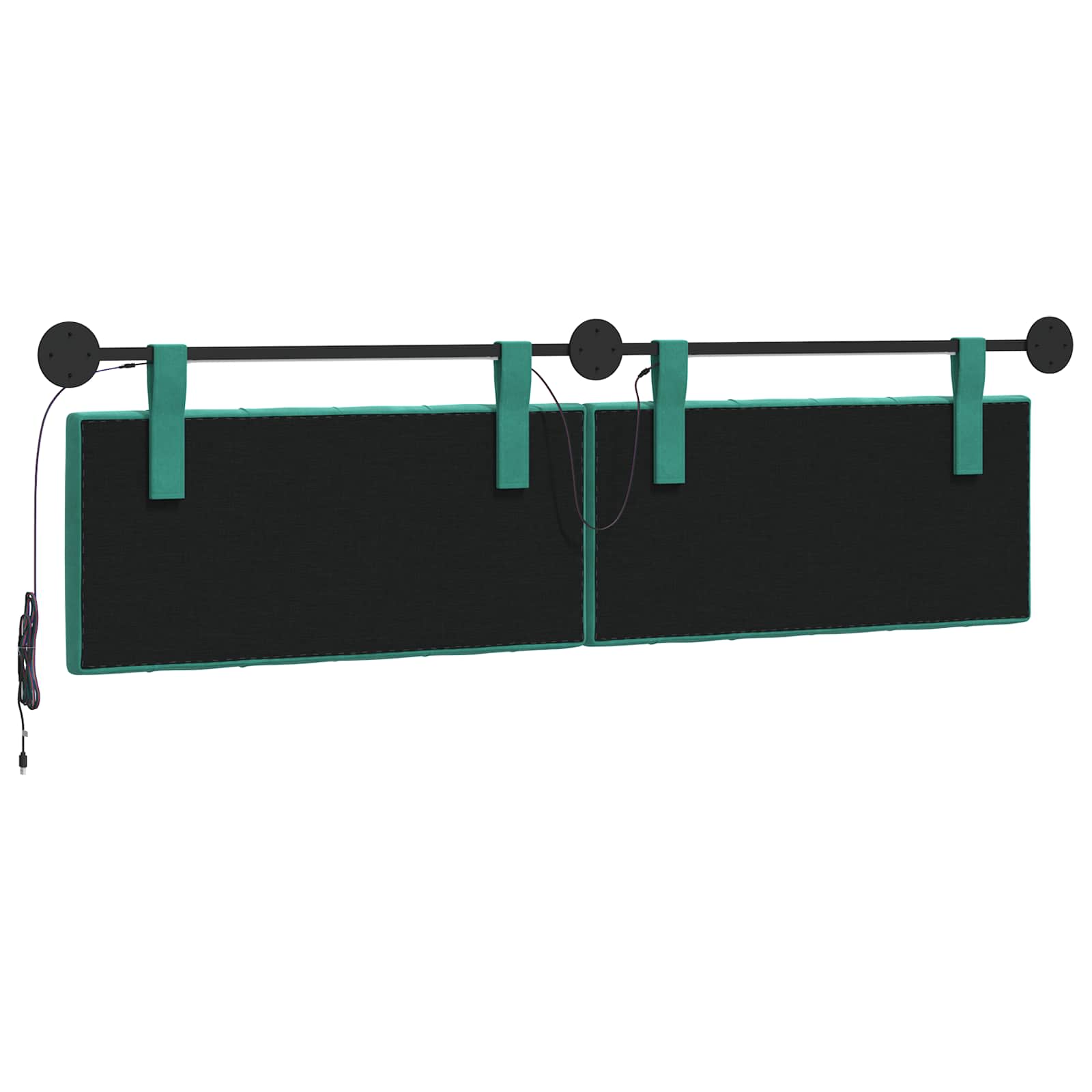 Tête de lit suspendue Avec lumière LED Turquoise Velours - XIOS