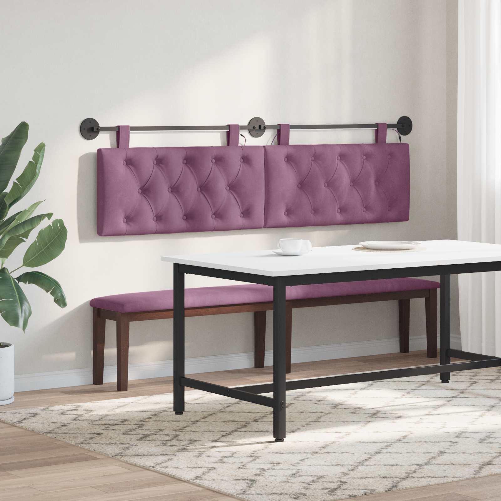 Tête de lit suspendue Avec lumière LED Pourpre Velours - XIOS