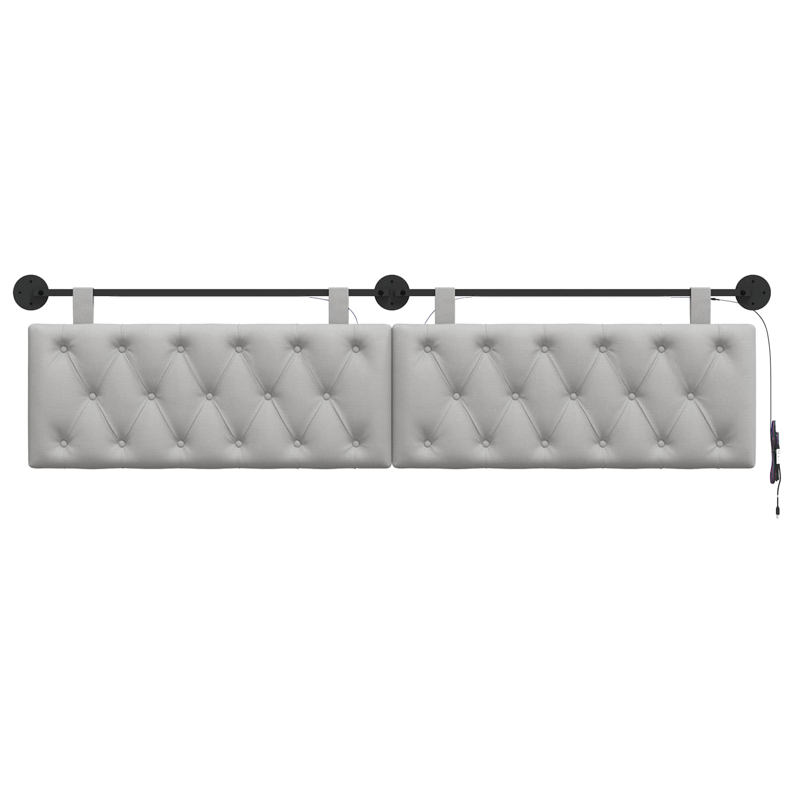 Tête de lit suspendue Avec lumière LED Gris nuage Tissu - XIOS