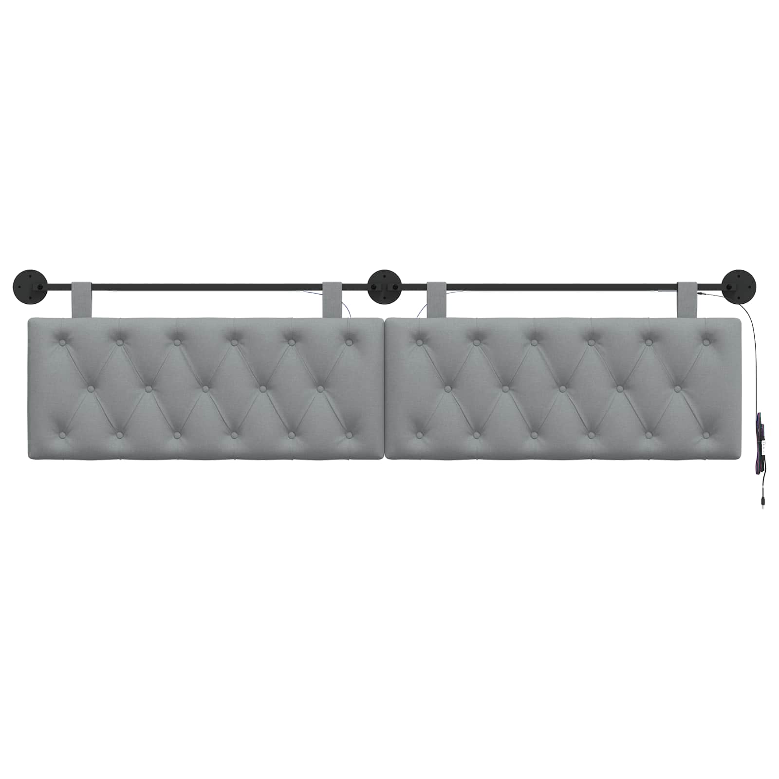Tête de lit suspendue Avec lumière LED Gris clair Tissu - XIOS