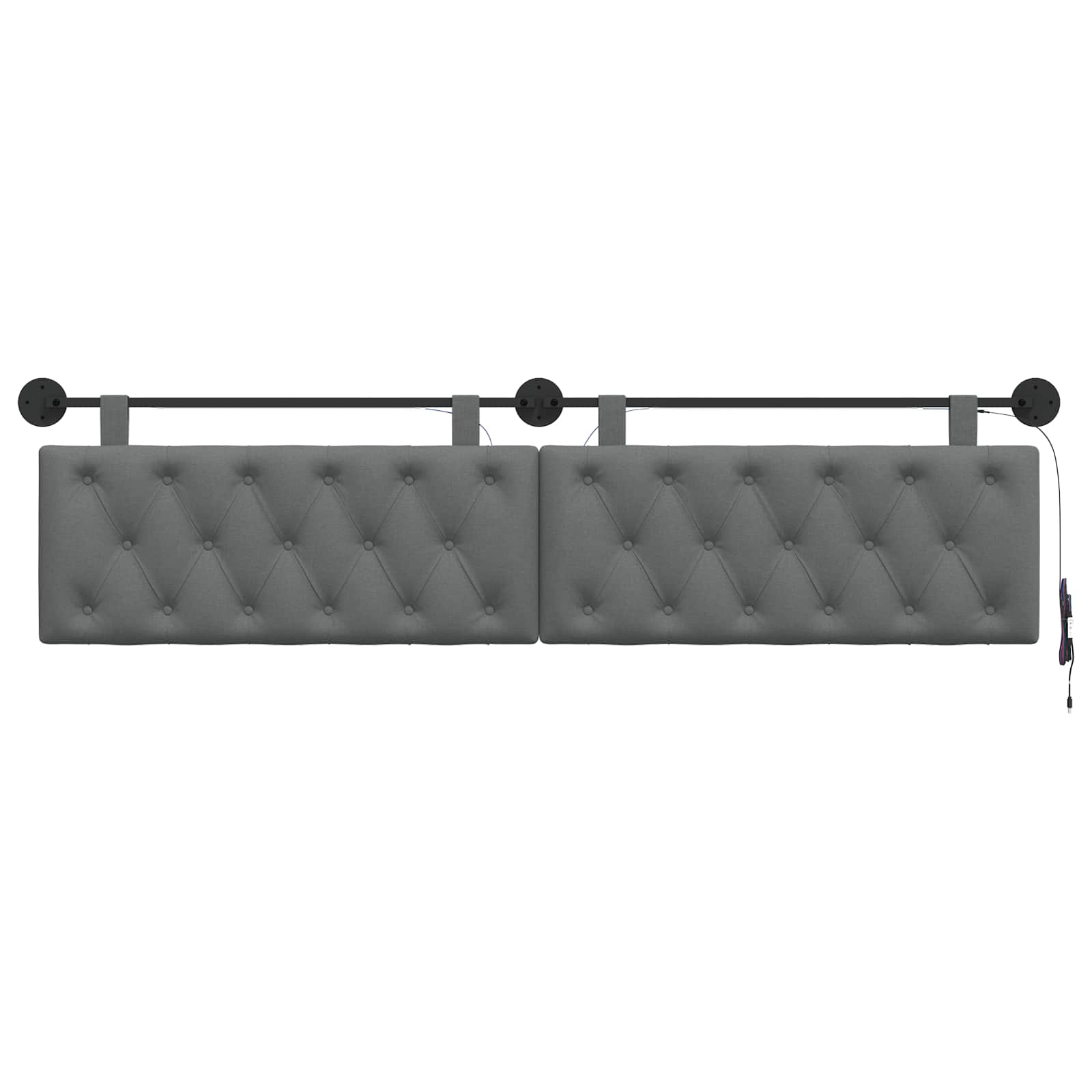 Tête de lit suspendue Avec lumière LED Gris foncé Tissu - XIOS