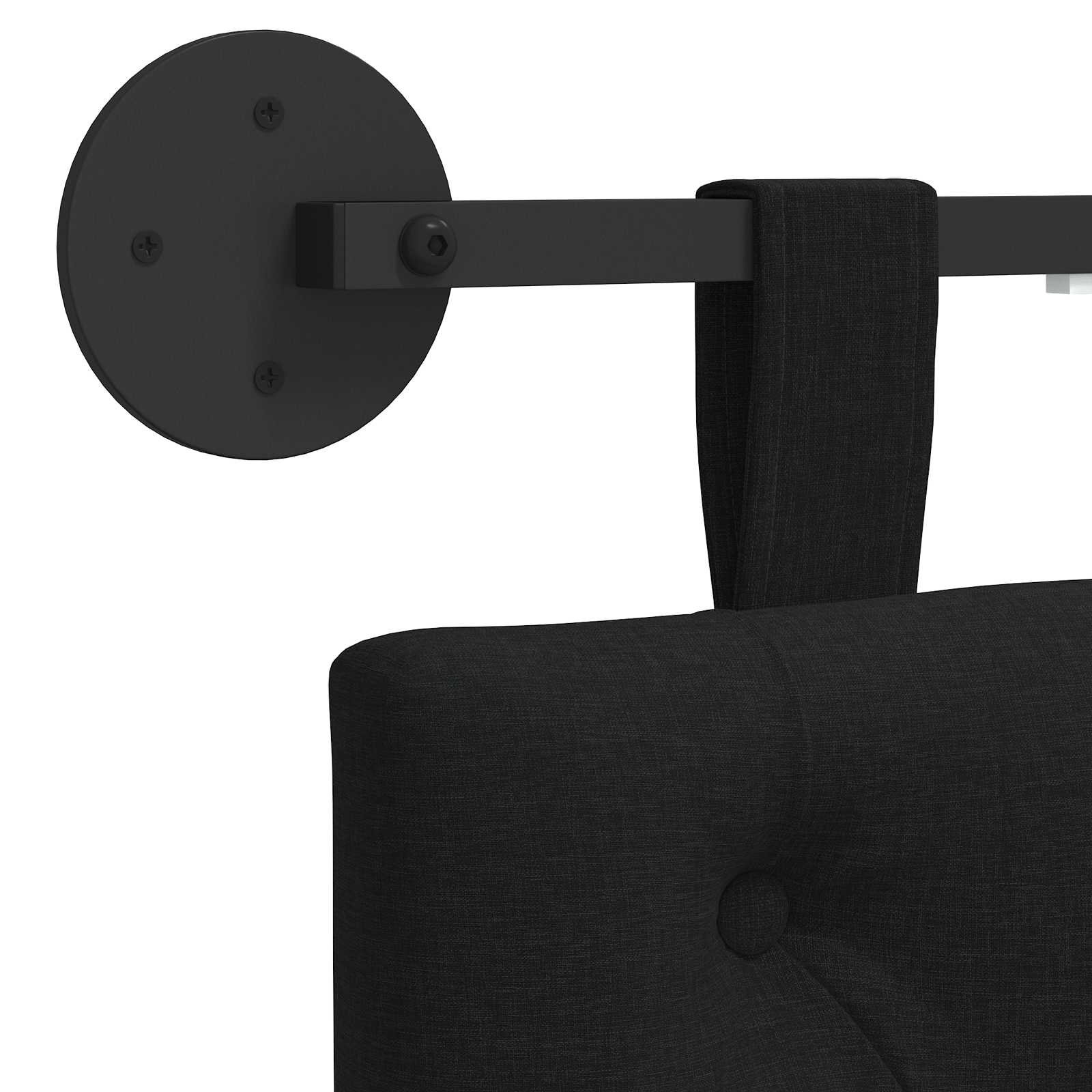 Tête de lit suspendue Avec lumière LED Noir Tissu - XIOS