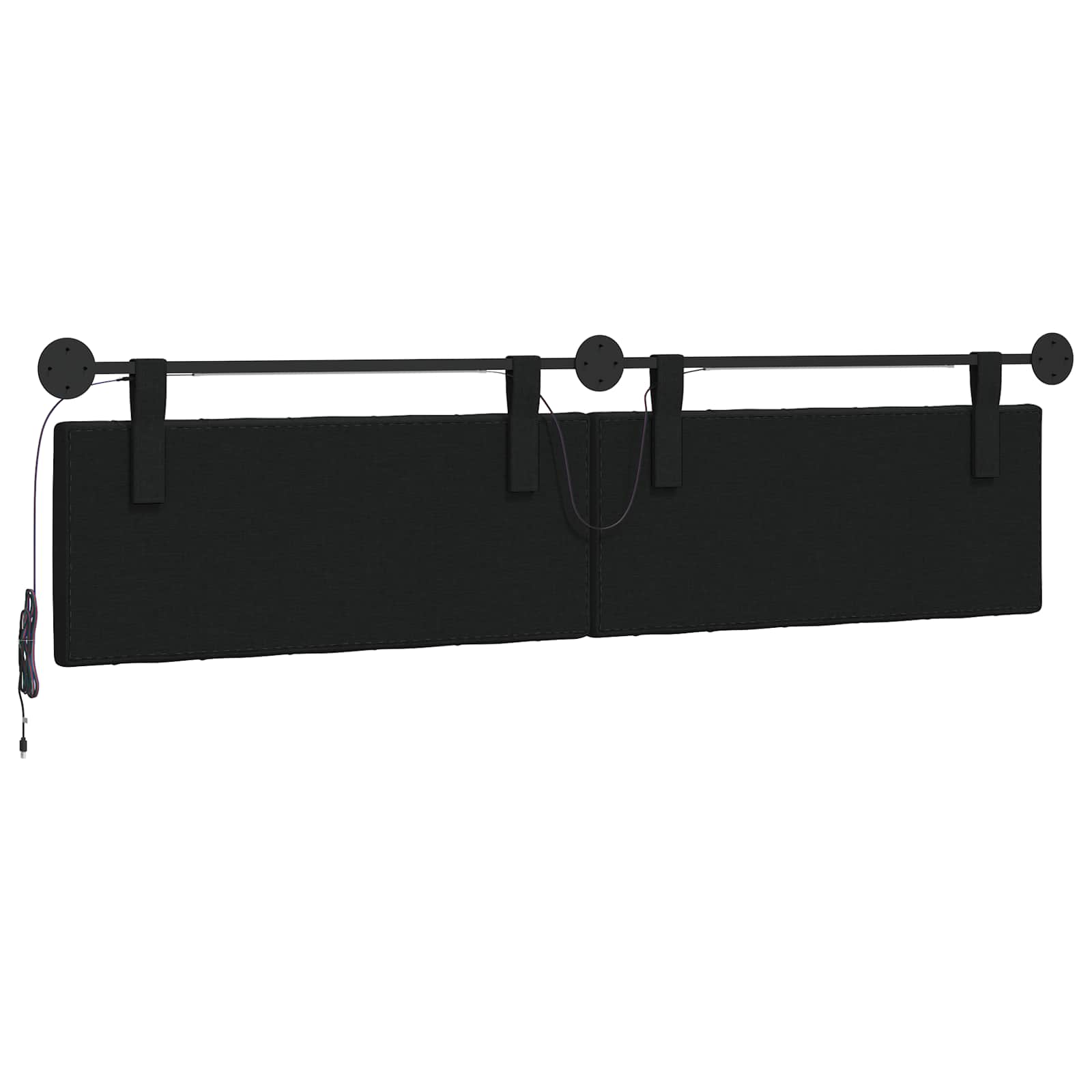 Tête de lit suspendue Avec lumière LED Noir Tissu - XIOS