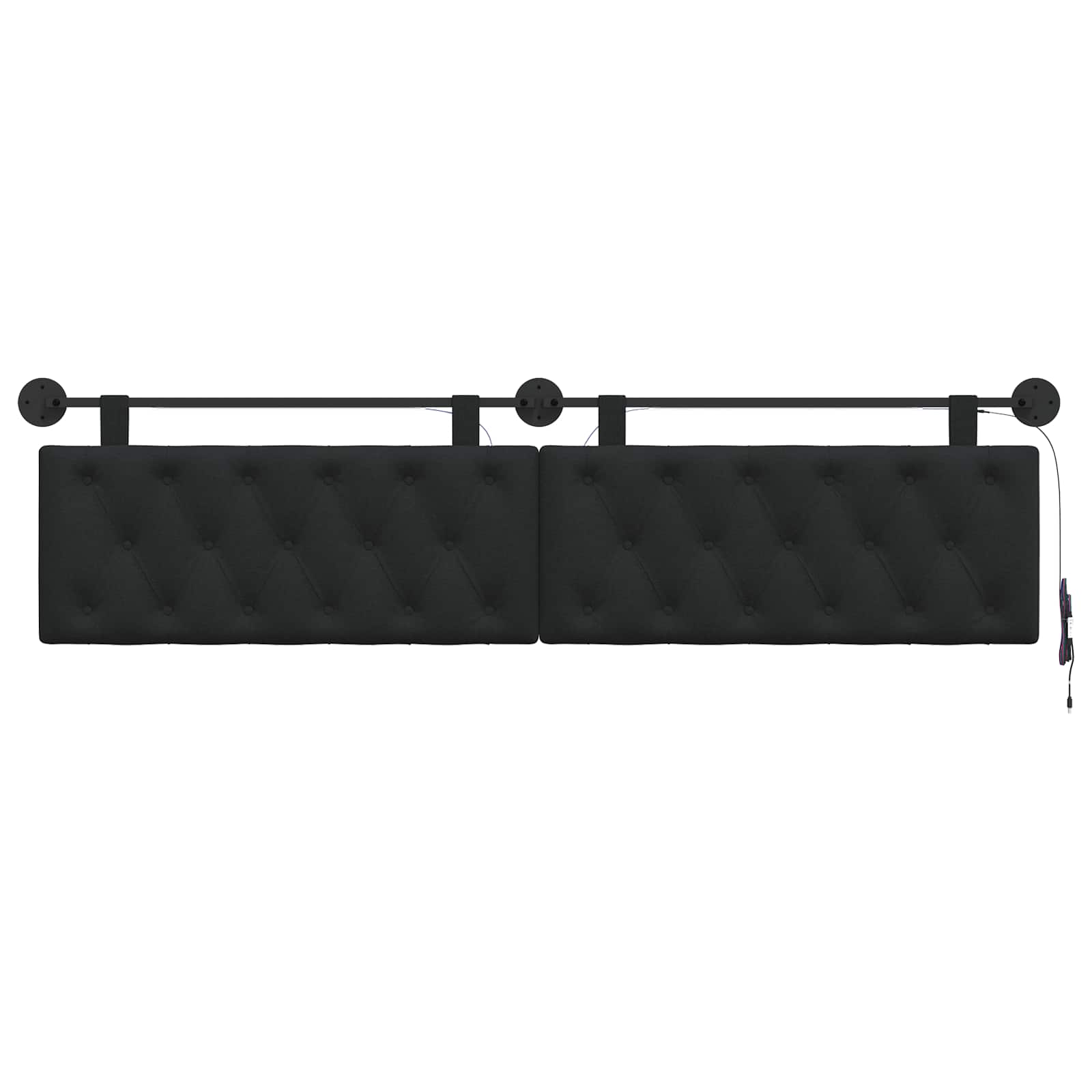 Tête de lit suspendue Avec lumière LED Noir Tissu - XIOS
