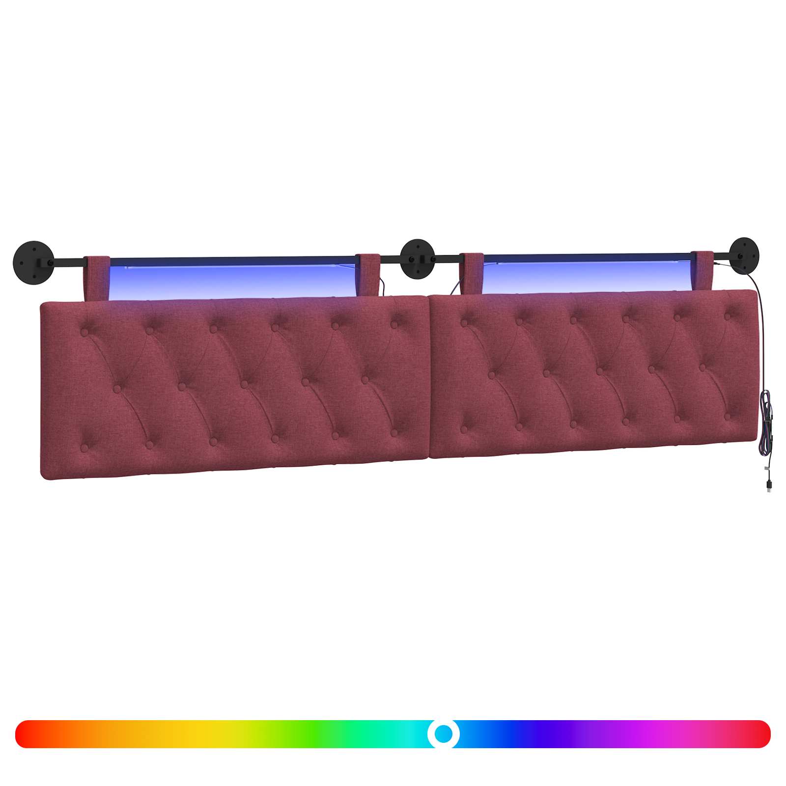 Tête de lit suspendue Avec lumière LED Bordeaux Tissu - XIOS