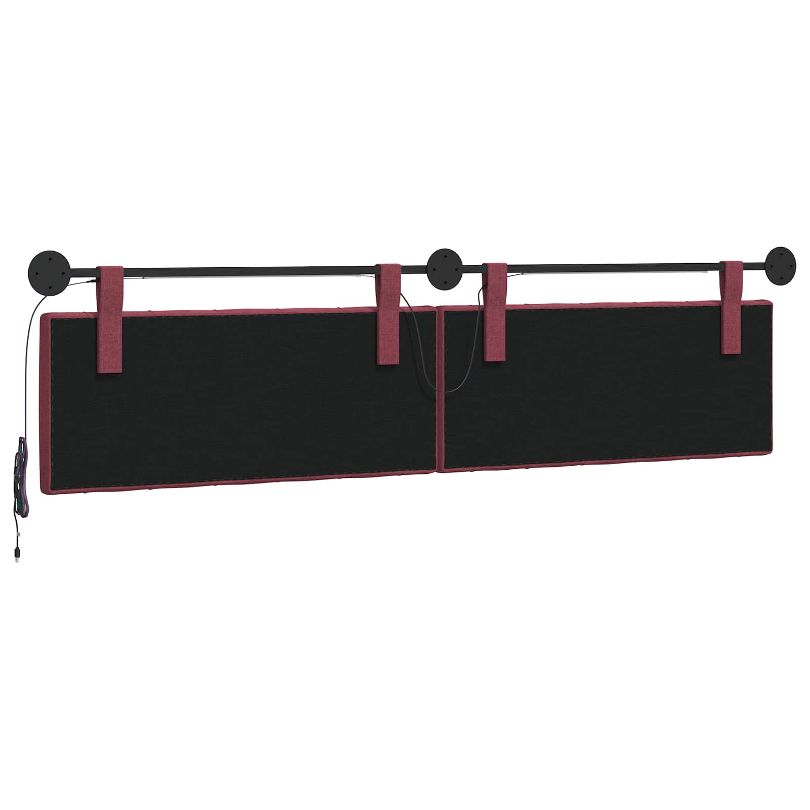 Tête de lit suspendue Avec lumière LED Bordeaux Tissu - XIOS