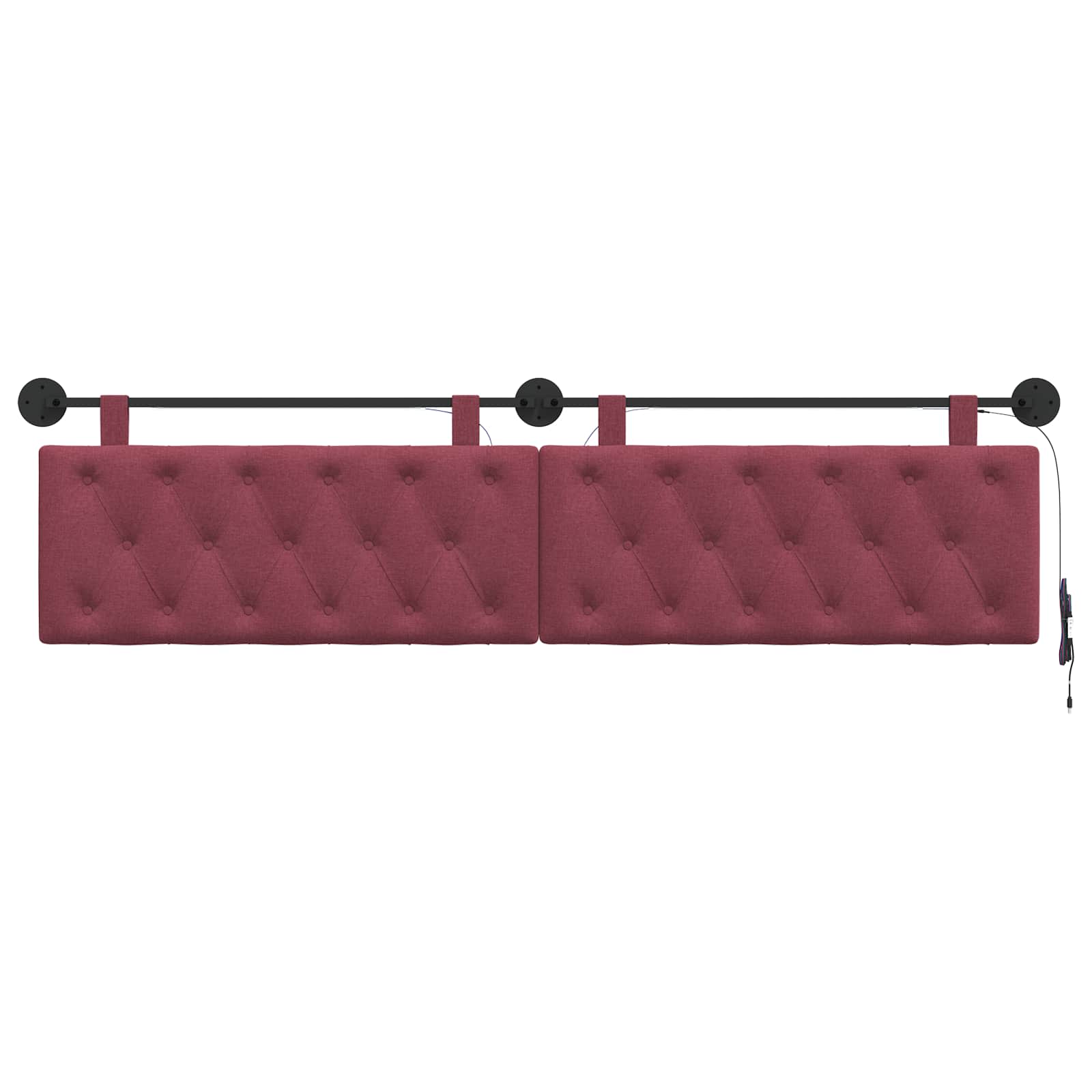 Tête de lit suspendue Avec lumière LED Bordeaux Tissu - XIOS