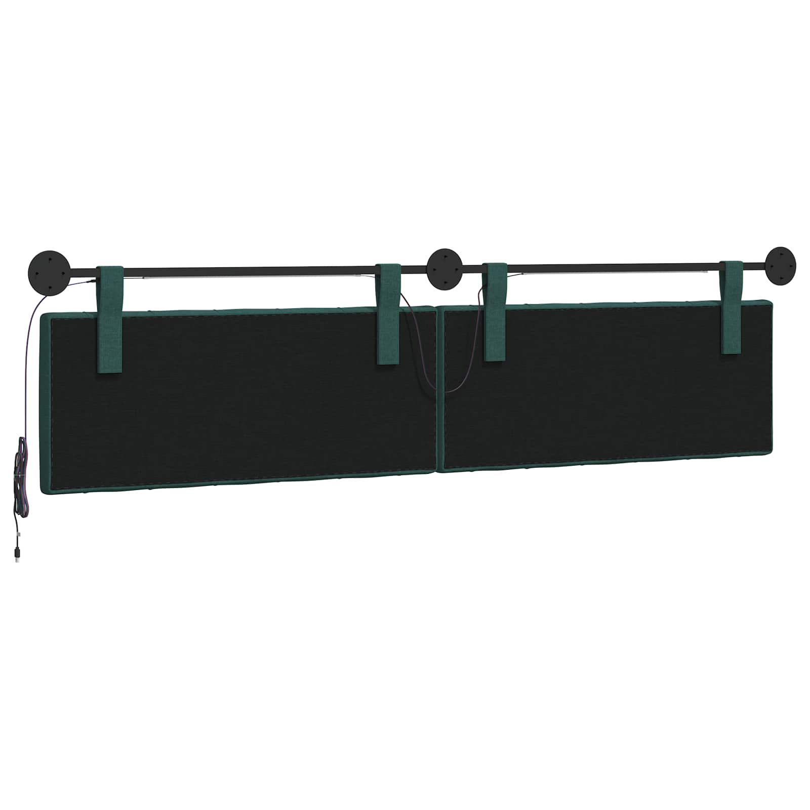 Tête de lit suspendue Avec lumière LED Vert foncé Tissu - XIOS