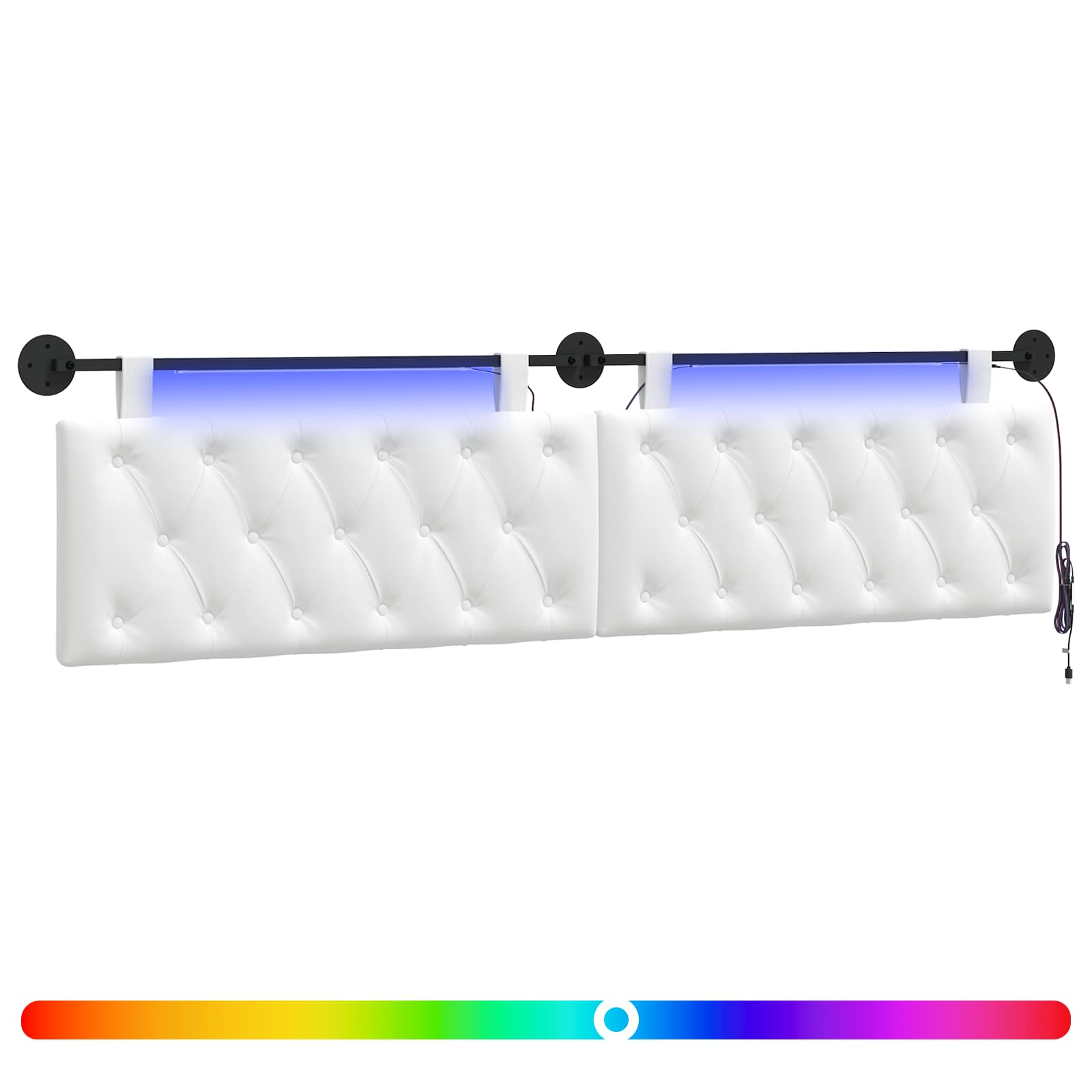 Tête de lit suspendue Avec lumière LED Blanc Tissu - XIOS