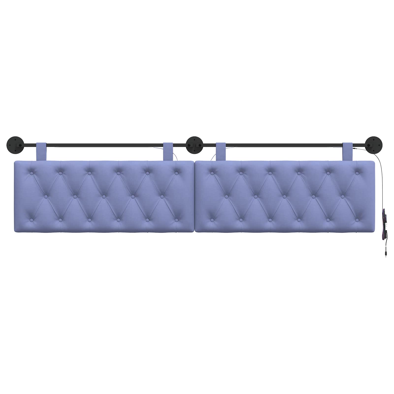 Tête de lit suspendue Avec lumière LED Bleu denim Tissu - XIOS