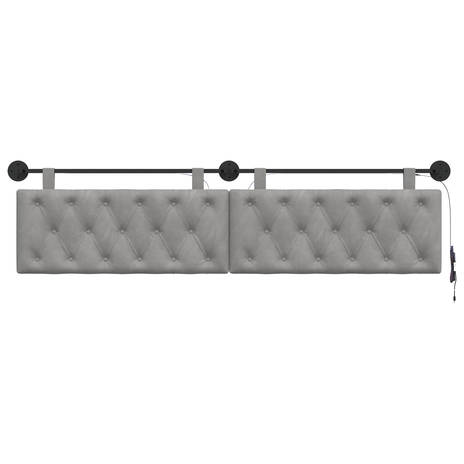Tête de lit suspendue Avec lumière LED Gris clair Velours - XIOS