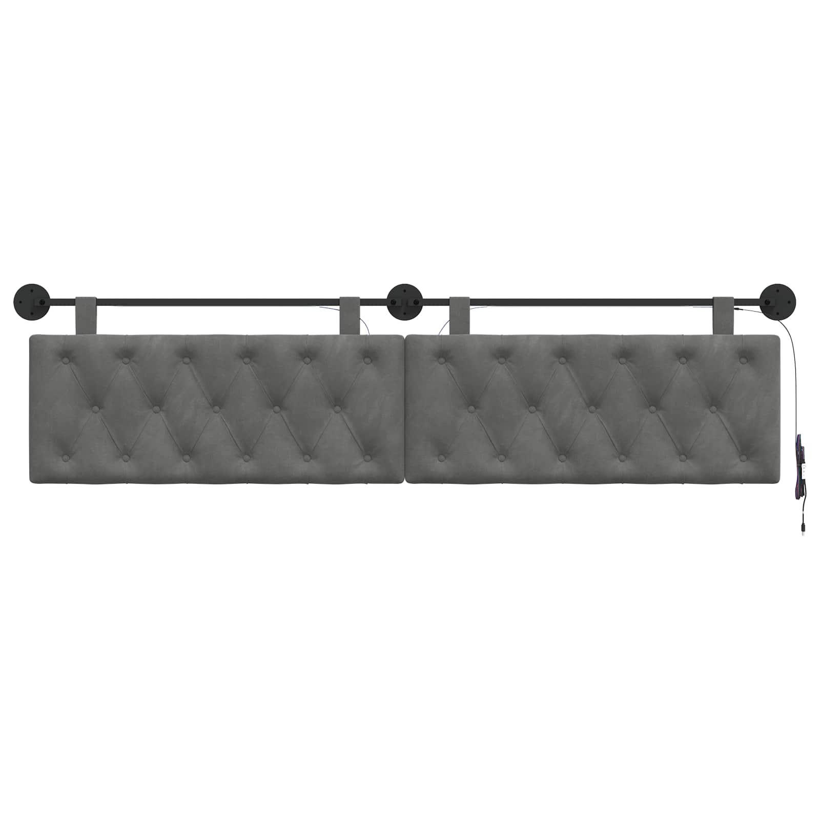 Tête de lit suspendue Avec lumière LED Gris foncé Velours - XIOS