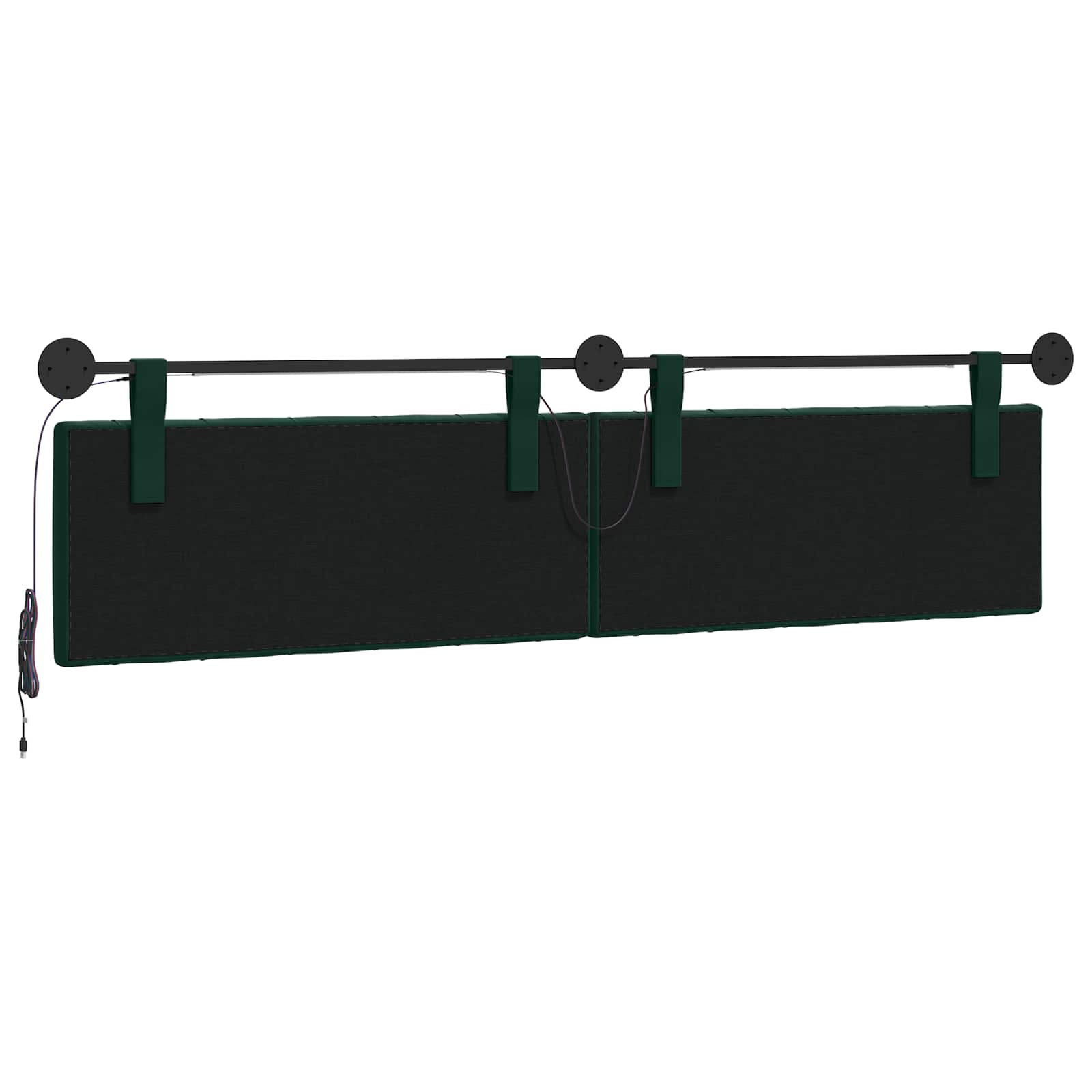 Tête de lit suspendue Avec lumière LED Vert foncé Velours - XIOS