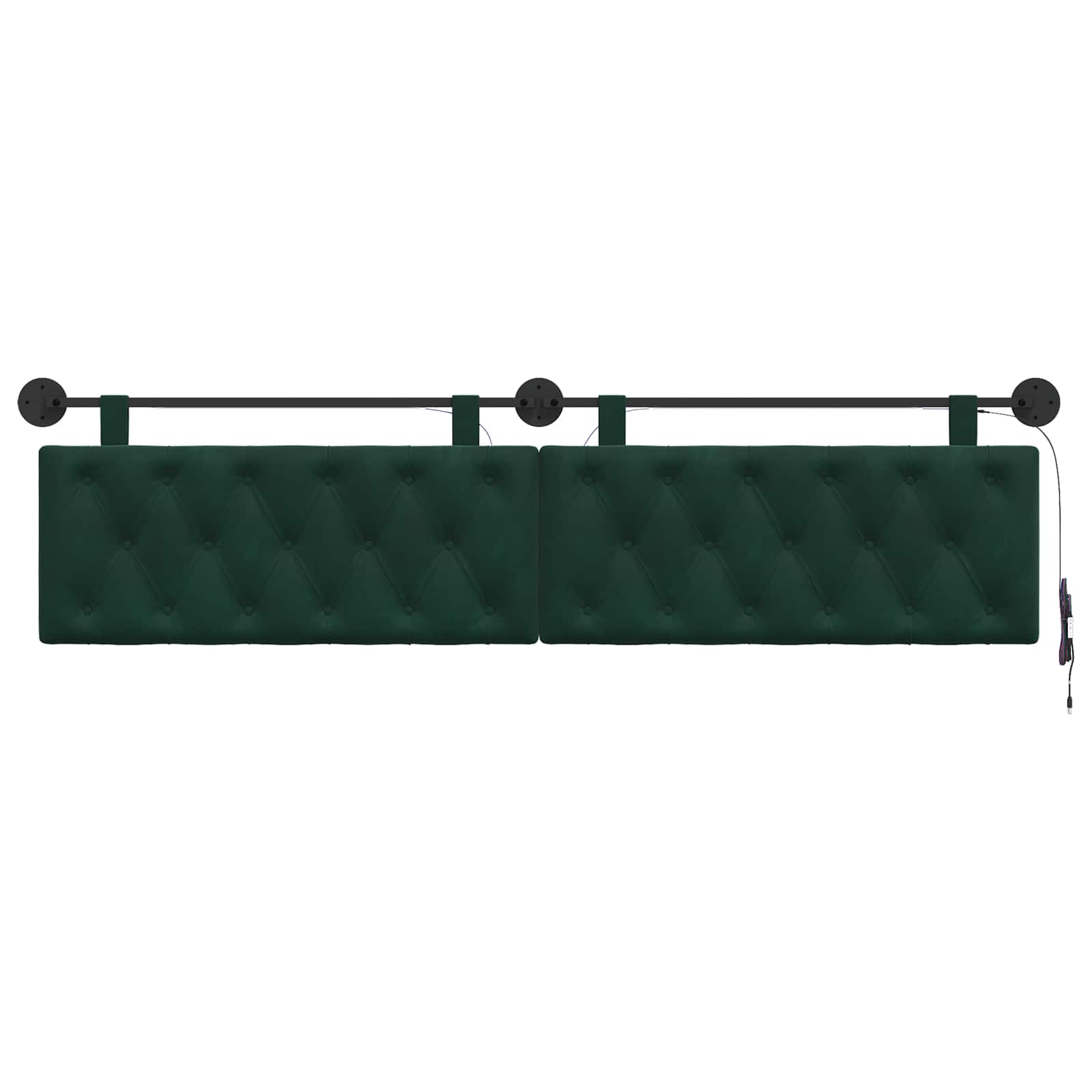 Tête de lit suspendue Avec lumière LED Vert foncé Velours - XIOS