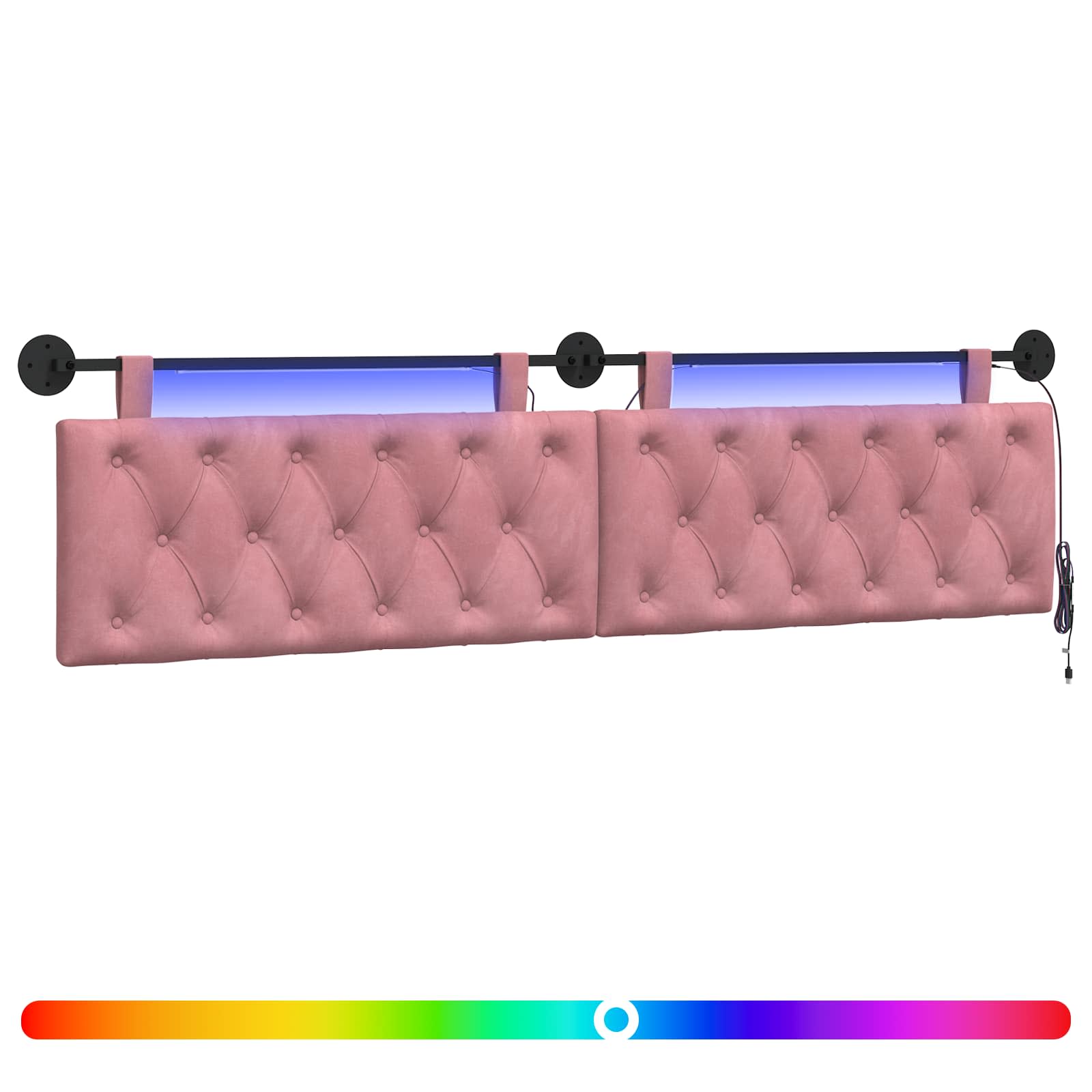 Tête de lit suspendue Avec lumière LED Rose Velours - XIOS