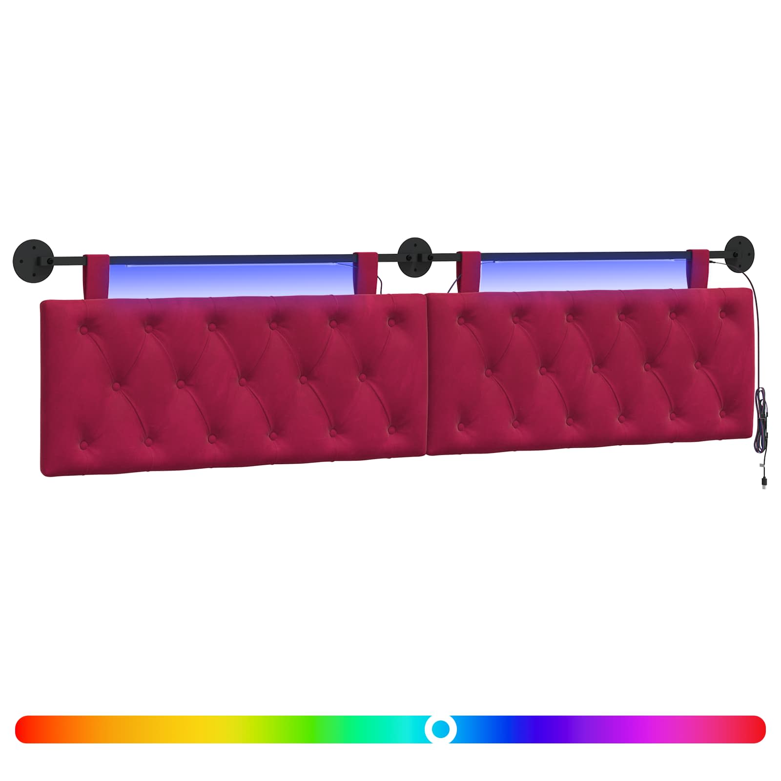 Tête de lit suspendue Avec lumière LED Bordeaux Velours - XIOS