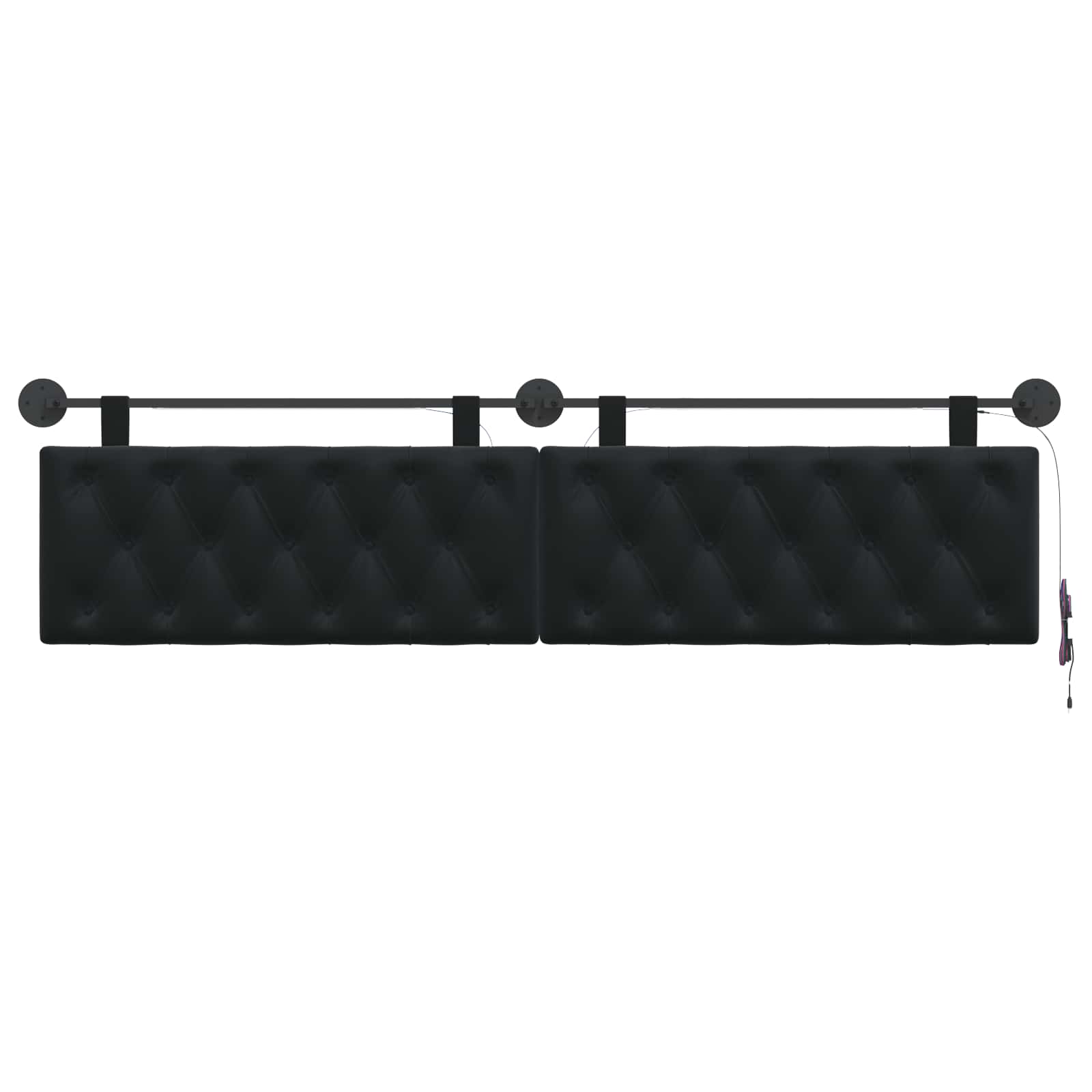 Tête de lit suspendue Avec lumière LED Noir Velours - XIOS