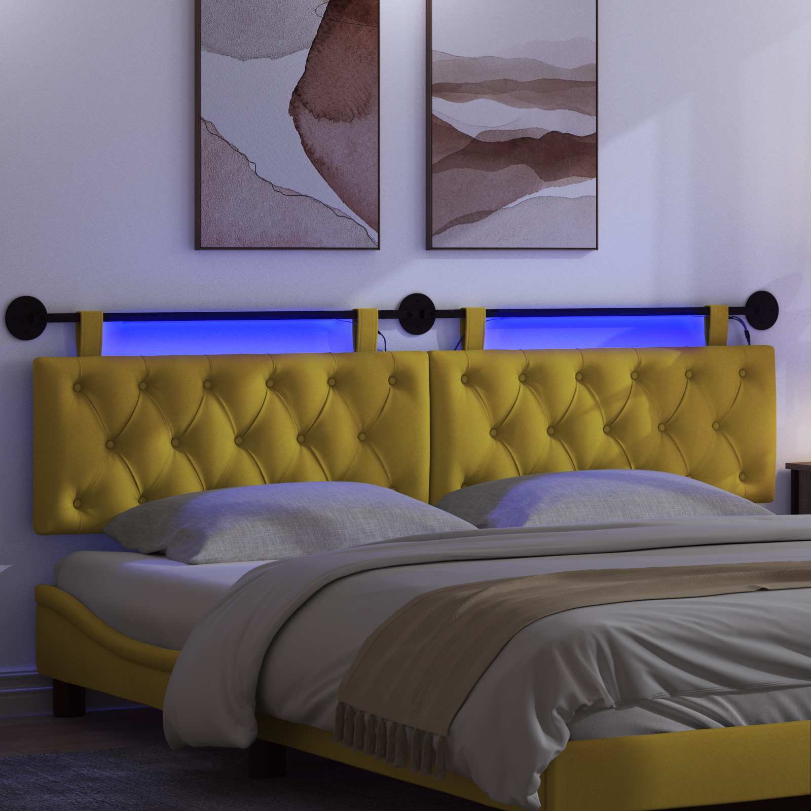 Tête de lit suspendue Avec lumière LED Jaune Velours - XIOS