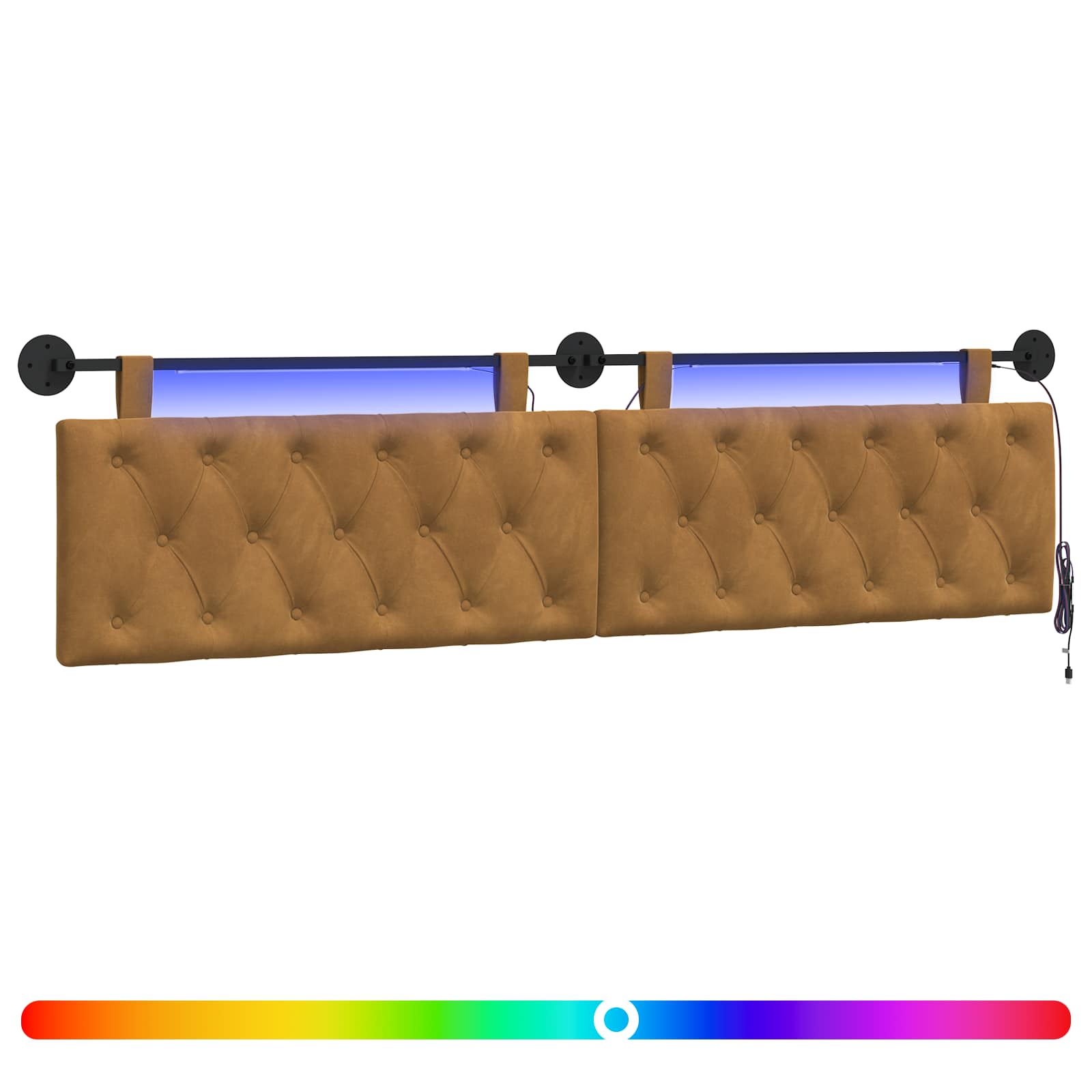 Tête de lit suspendue Avec lumière LED Marron Velours - XIOS