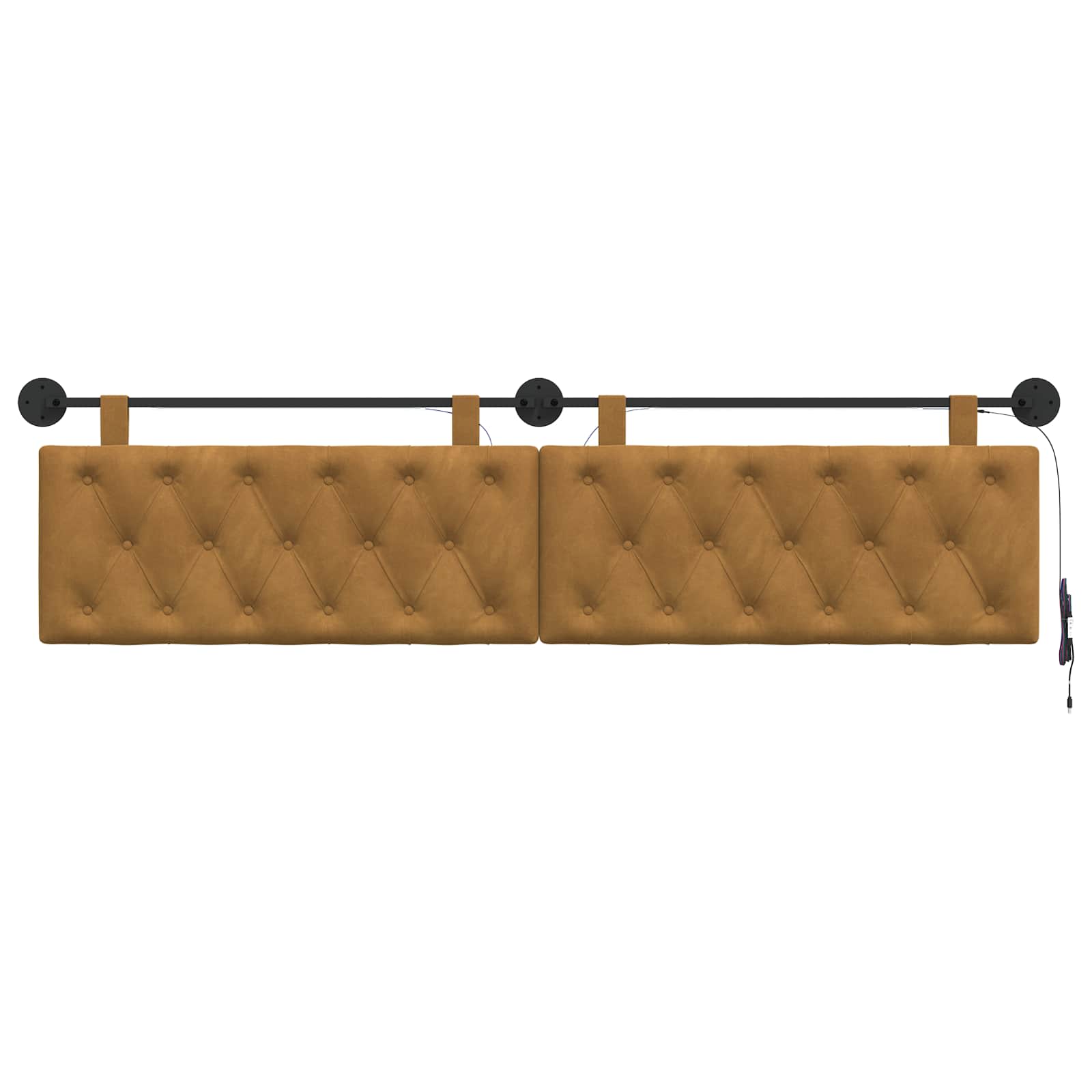 Tête de lit suspendue Avec lumière LED Marron Velours - XIOS