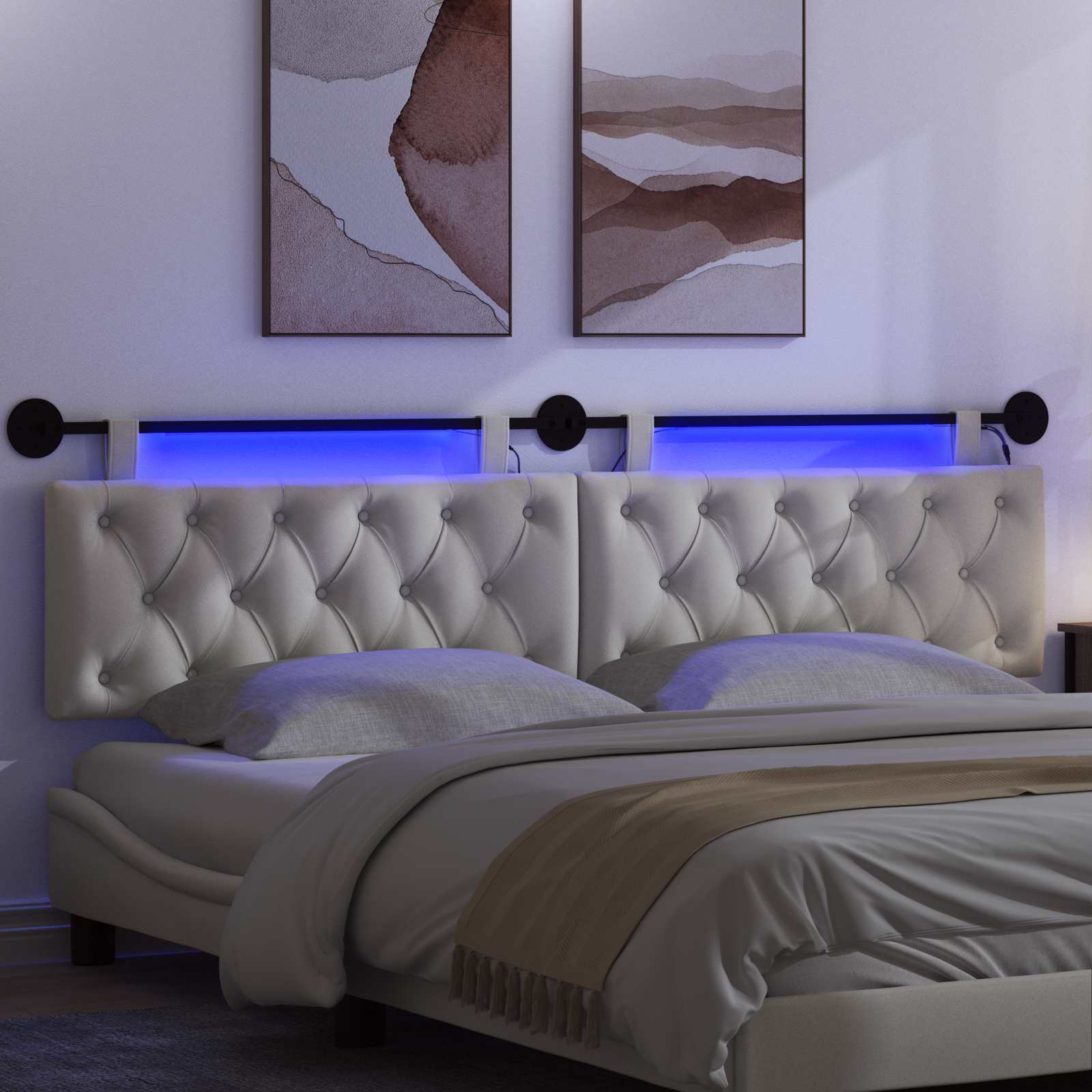 Tête de lit suspendue Avec lumière LED Crème Velours - XIOS