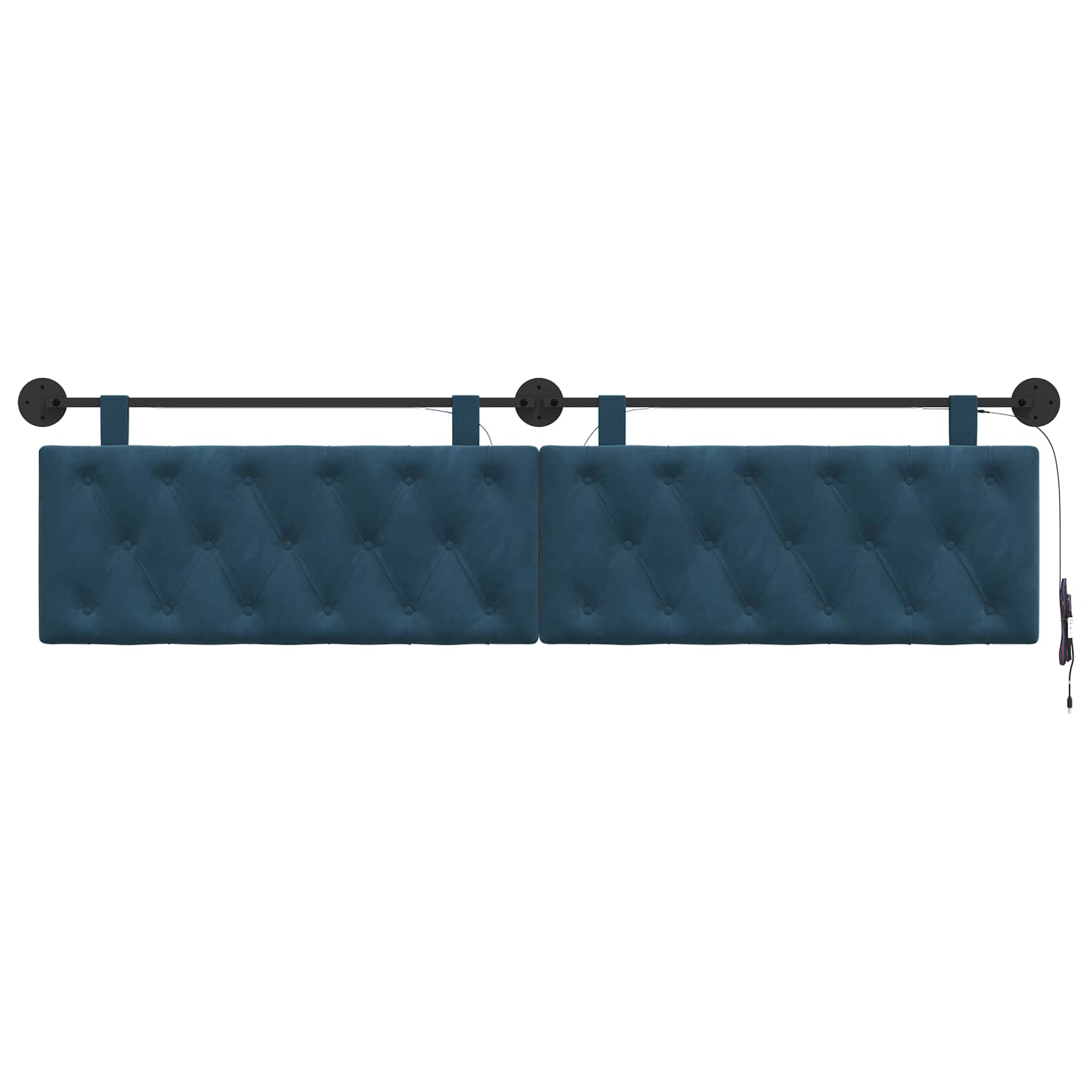 Tête de lit suspendue Avec lumière LED Bleu Velours - XIOS