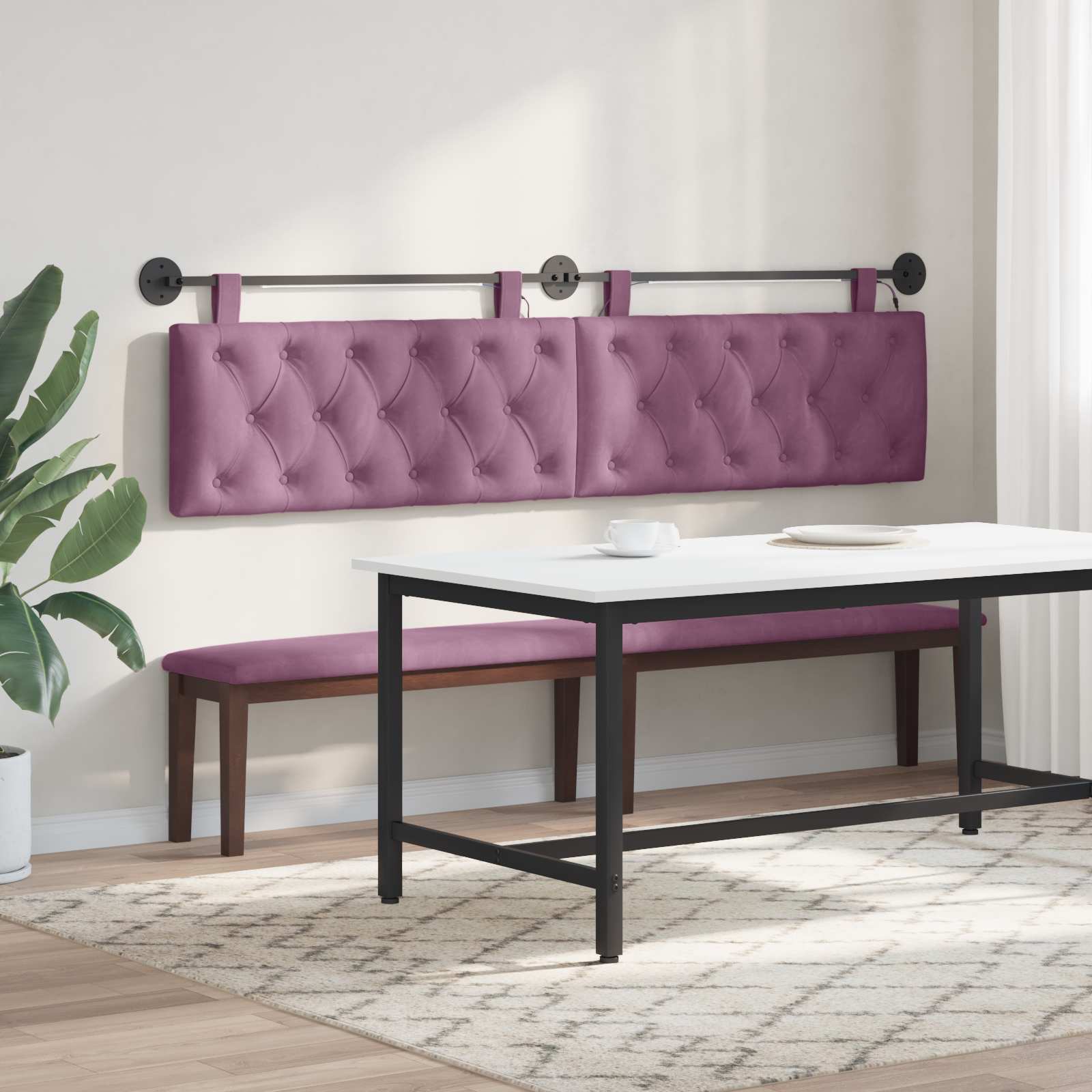 Tête de lit suspendue Avec lumière LED Pourpre Velours - XIOS
