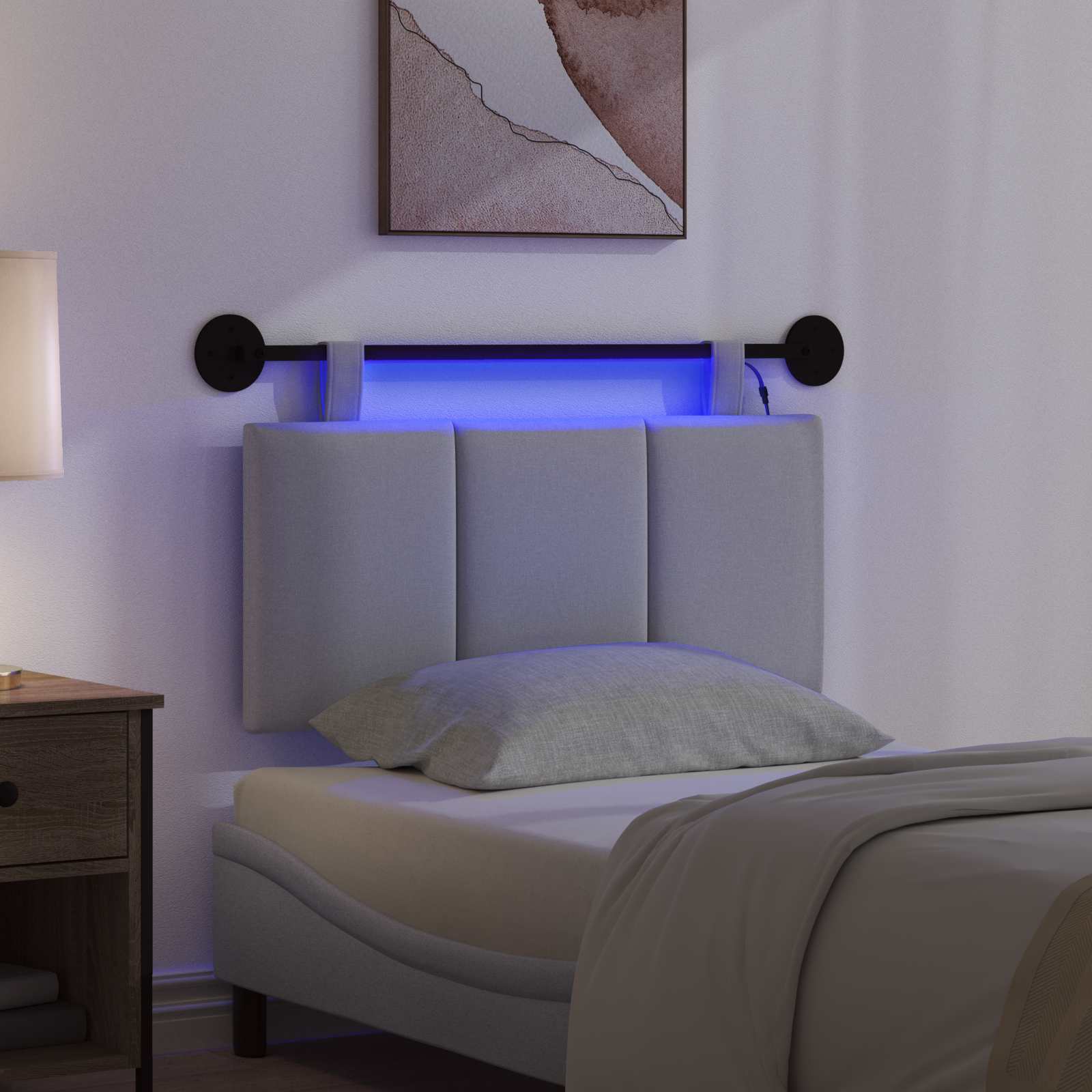 Tête de lit suspendue Avec lumière LED Gris clair Tissu - XIOS
