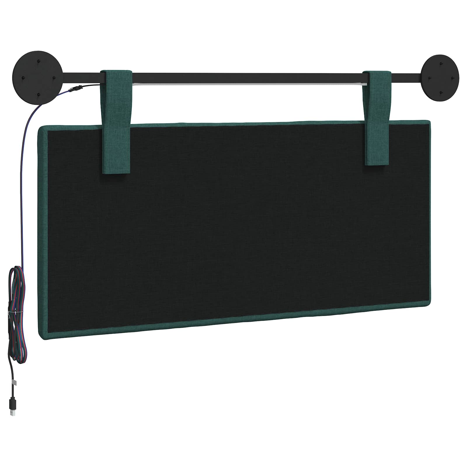 Tête de lit suspendue Avec lumière LED Vert foncé Tissu - XIOS