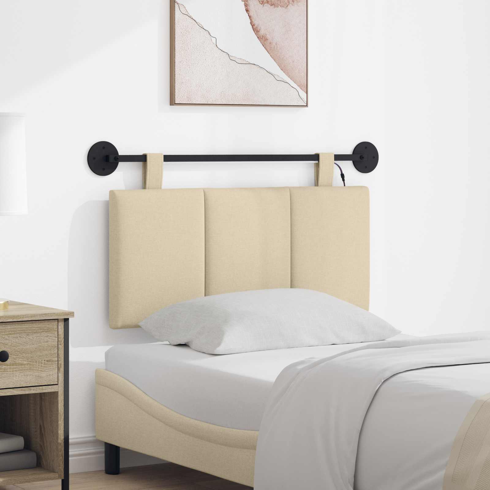 Tête de lit suspendue Avec lumière LED Crème Tissu - XIOS