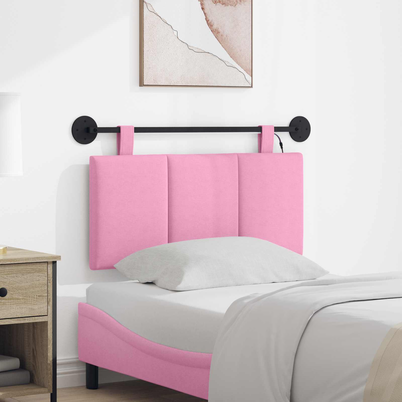 Tête de lit suspendue Avec lumière LED Rose Tissu - XIOS