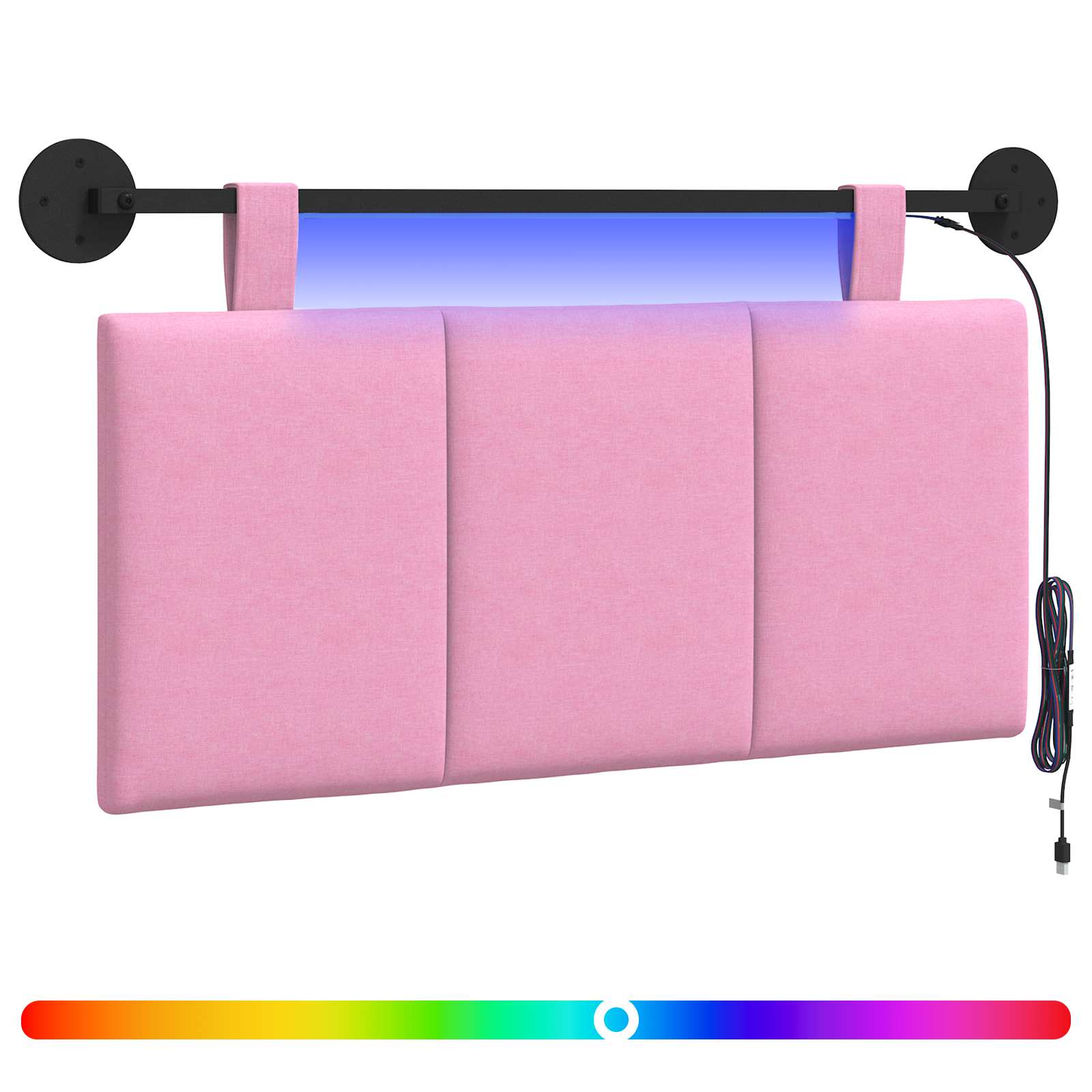 Tête de lit suspendue Avec lumière LED Rose Tissu - XIOS
