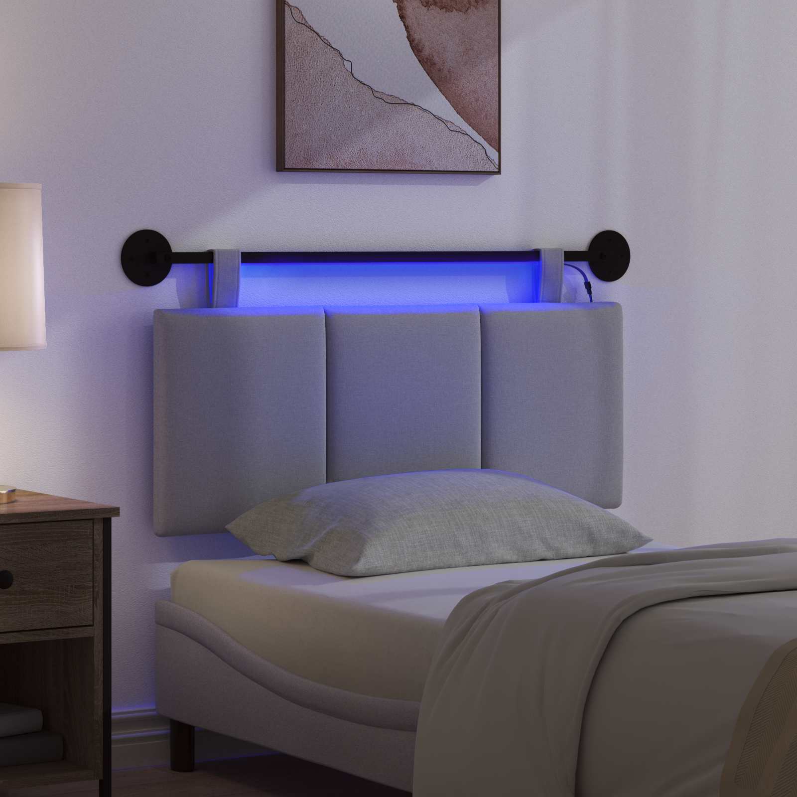 Tête de lit suspendue Avec lumière LED Gris clair Tissu - XIOS